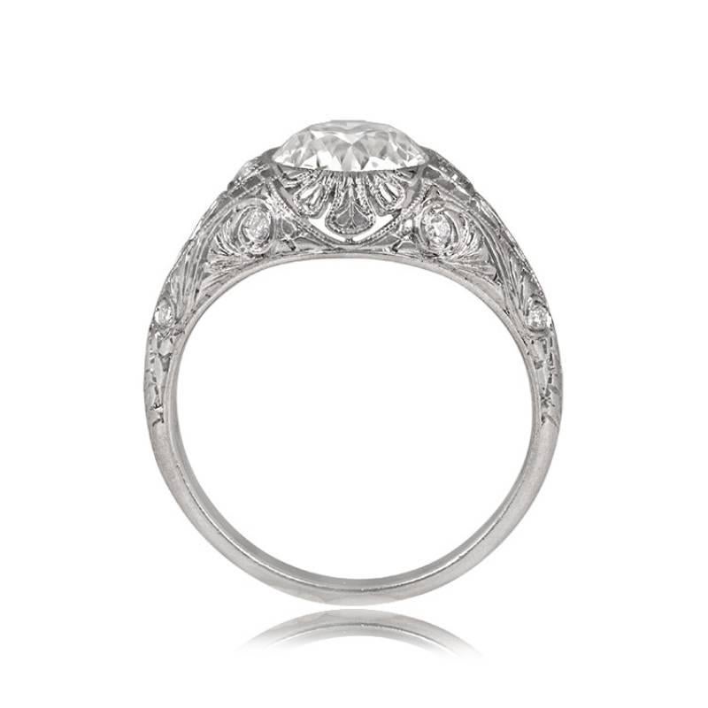 Women's Antique 1.73ct Old European Cut Diamond Engagement Ring, VS1 Clarity, Platinum