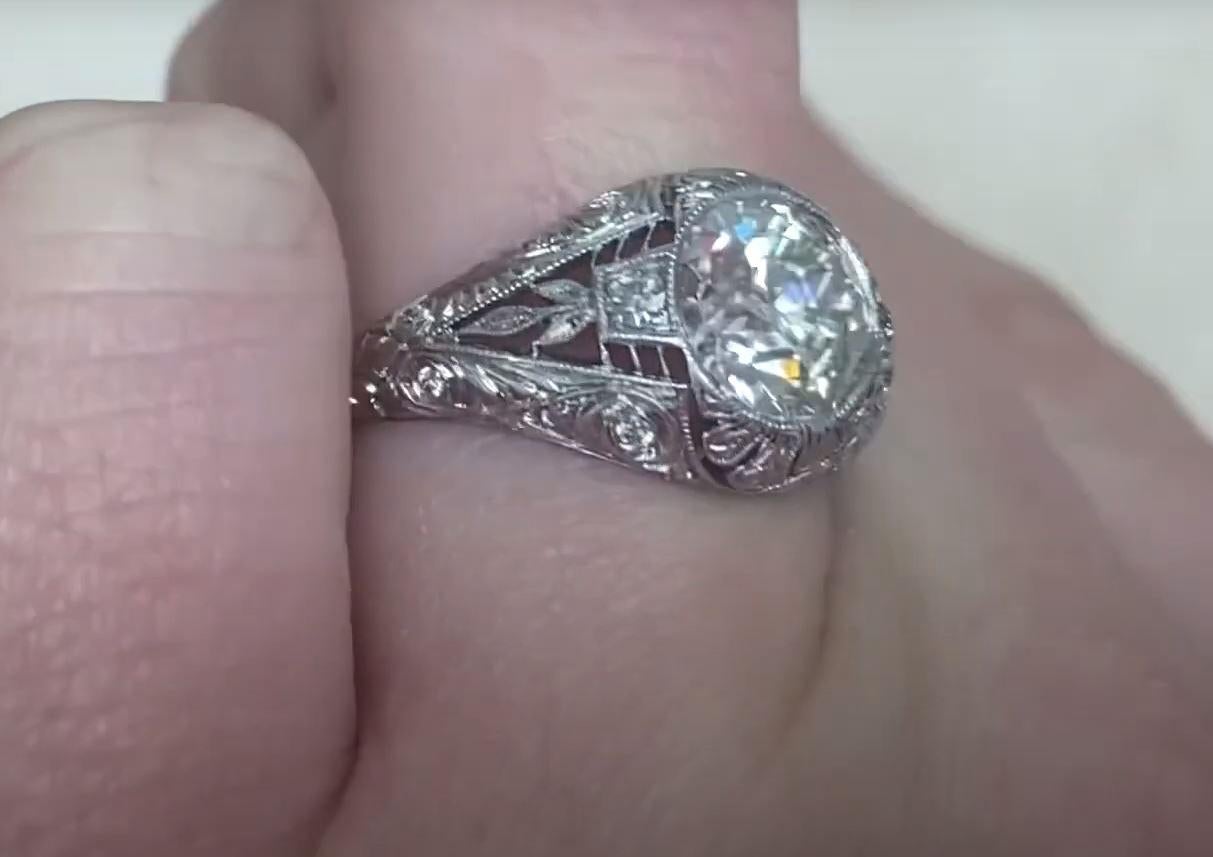 Antique 1.73ct Old European Cut Diamond Engagement Ring, VS1 Clarity, Platinum 2