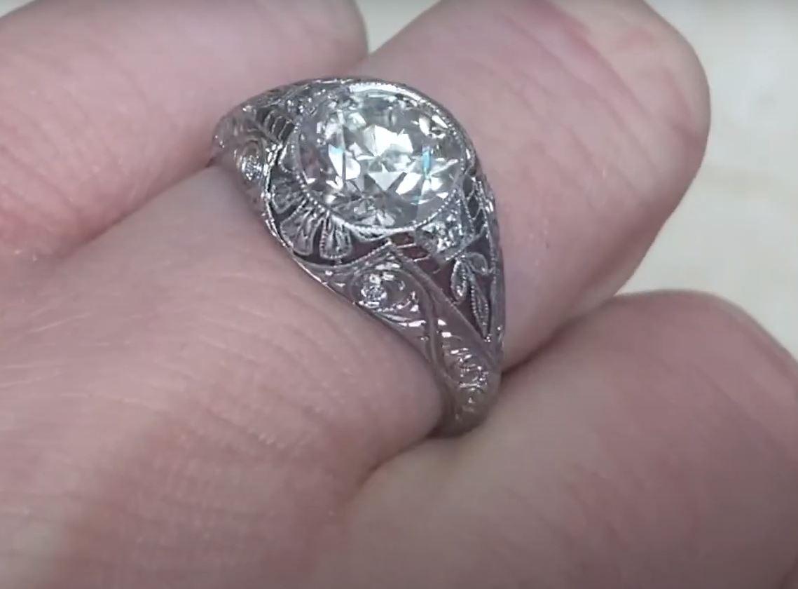 Antique 1.73ct Old European Cut Diamond Engagement Ring, VS1 Clarity, Platinum 3