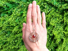 Antique 1.74 Carat Garnet and Diamond, Pearl and Yellow Gold Pendant, circa 1900
