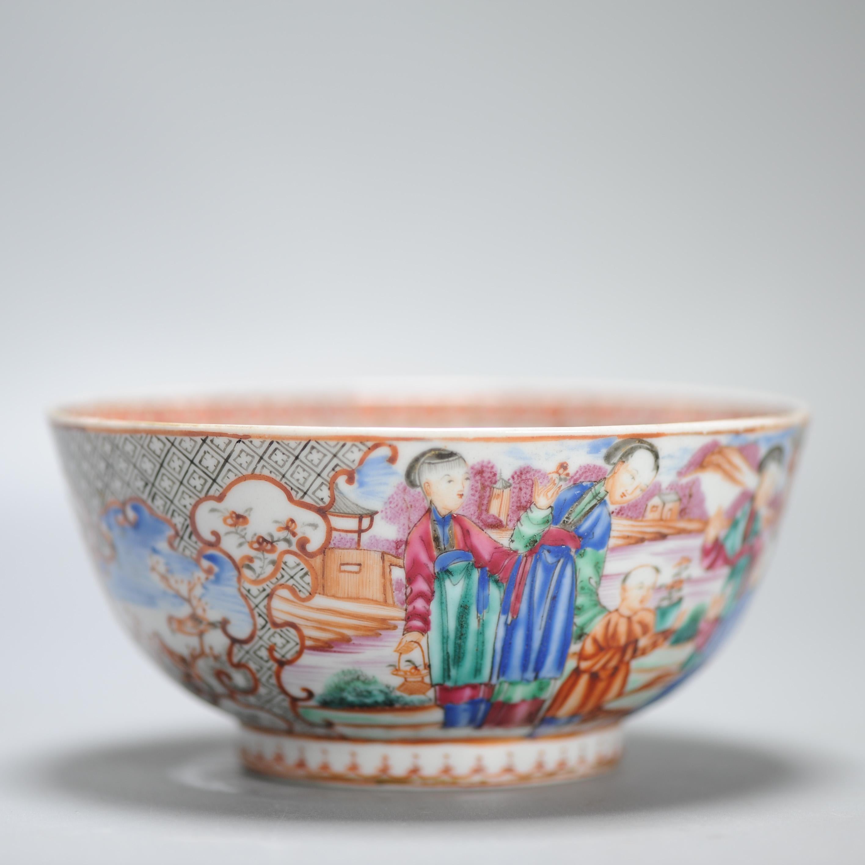 Antique 1740-1750 Chinese Porcelain Bowl China Figural Rose Qianlong Period For Sale 5