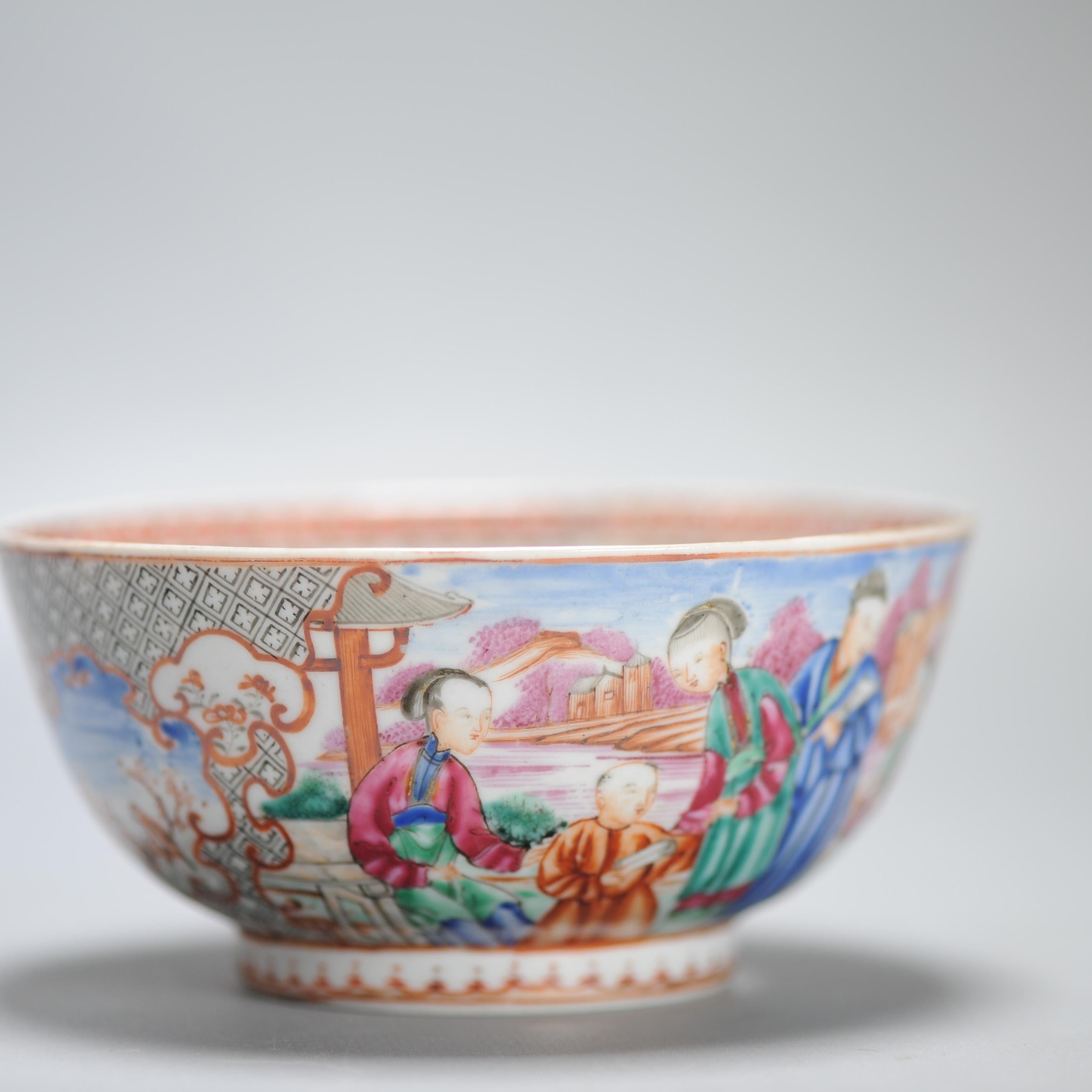 Antique 1740-1750 Chinese Porcelain Bowl China Figural Rose Qianlong Period For Sale 6