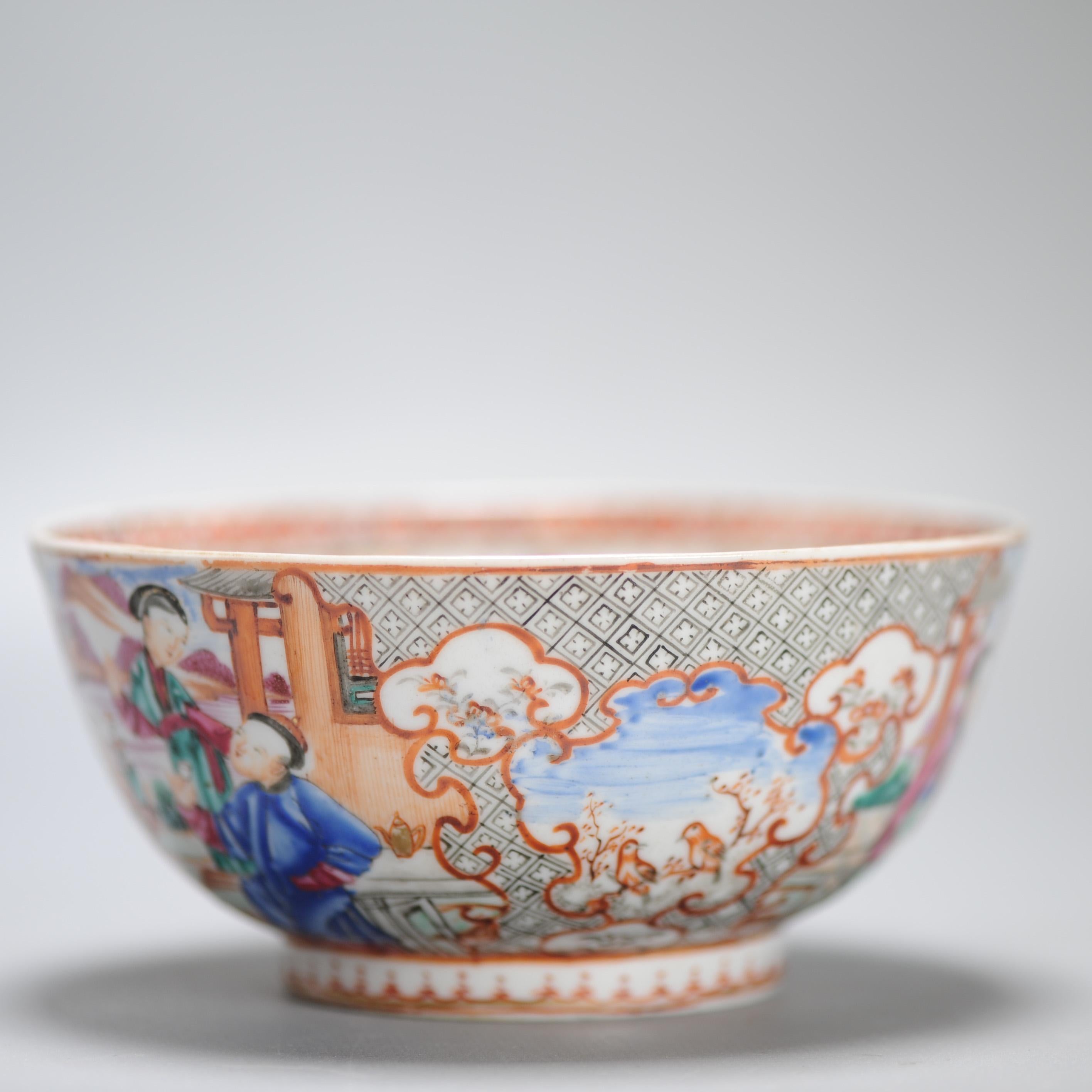 Antique 1740-1750 Chinese Porcelain Bowl China Figural Rose Qianlong Period For Sale 9