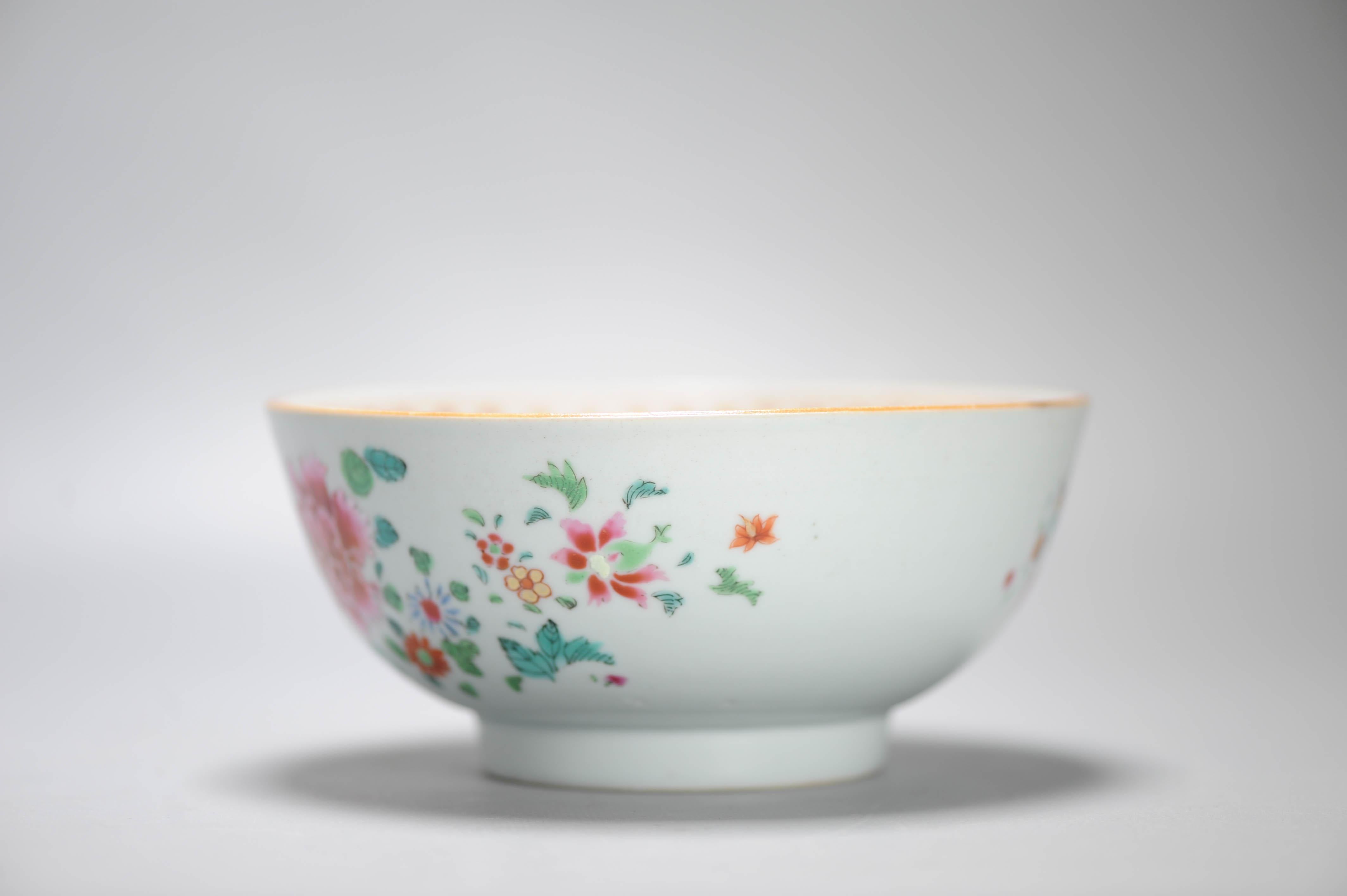 Bol en porcelaine chinoise antique Qianlong Rose Figural Période 1740-1750 en vente 7