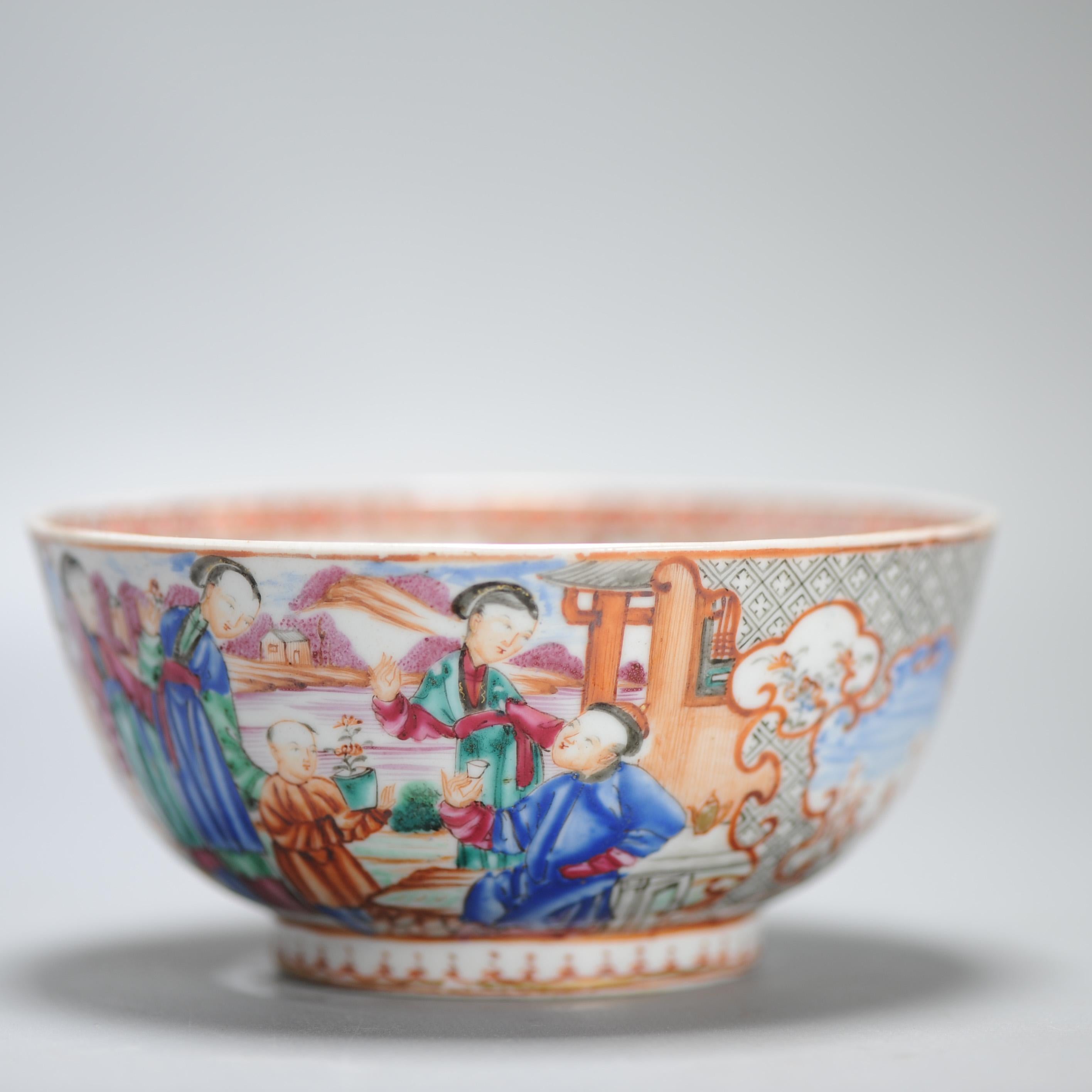Antique 1740-1750 Chinese Porcelain Bowl China Figural Rose Qianlong Period For Sale 10