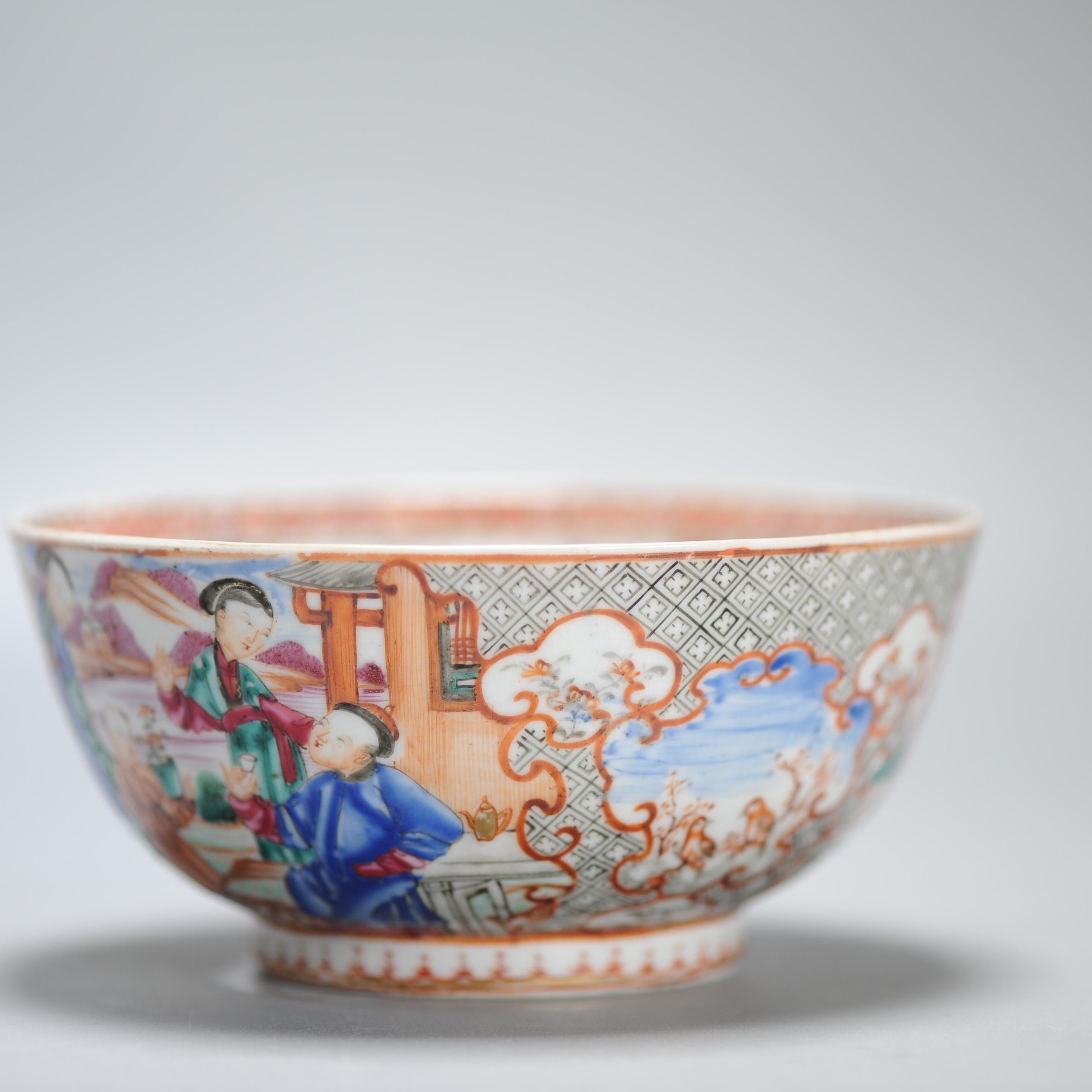 Antique 1740-1750 Chinese Porcelain Bowl China Figural Rose Qianlong Period For Sale 11