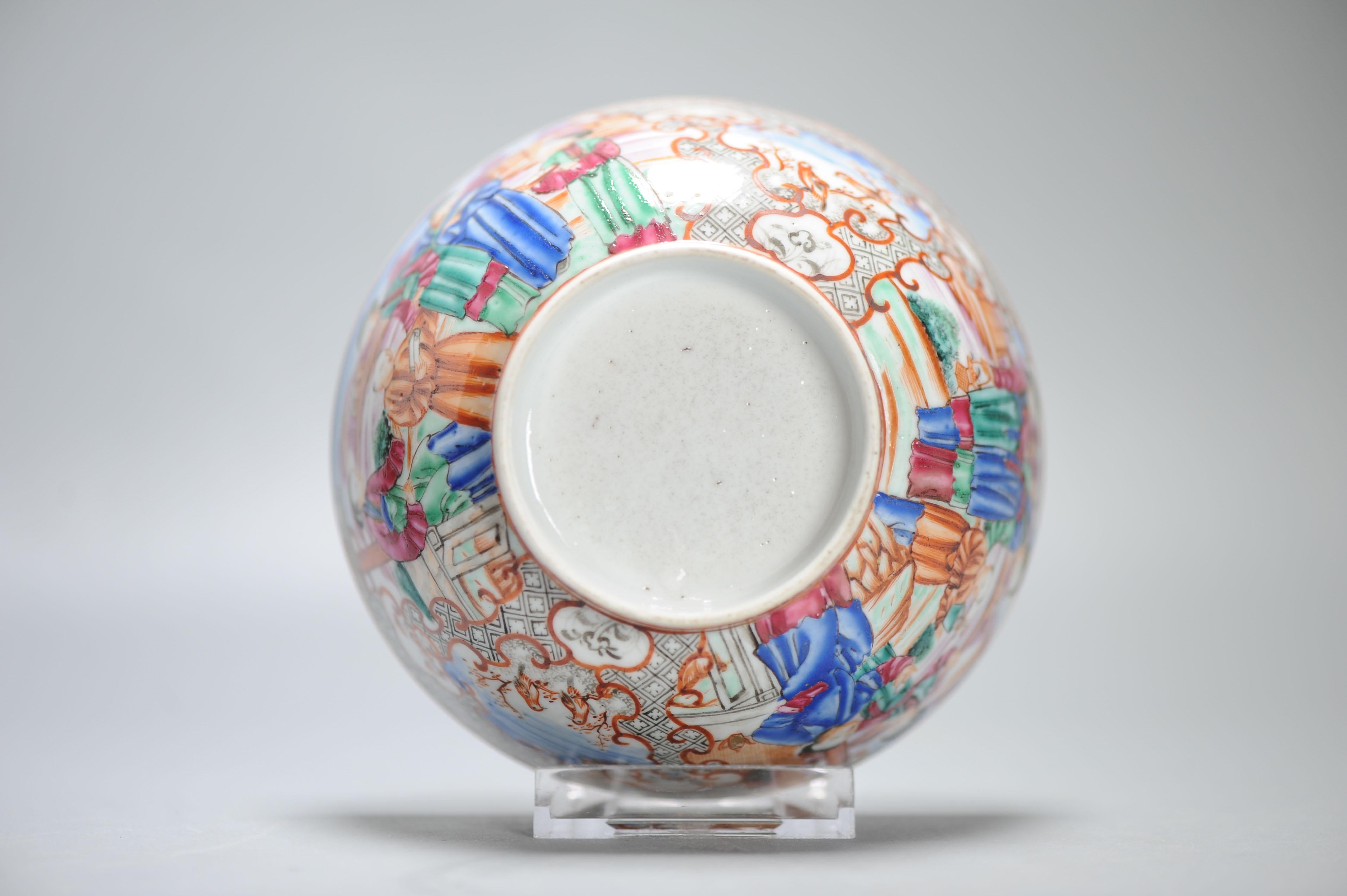 18th Century and Earlier Antique 1740-1750 Chinese Porcelain Bowl China Figural Rose Qianlong Period For Sale