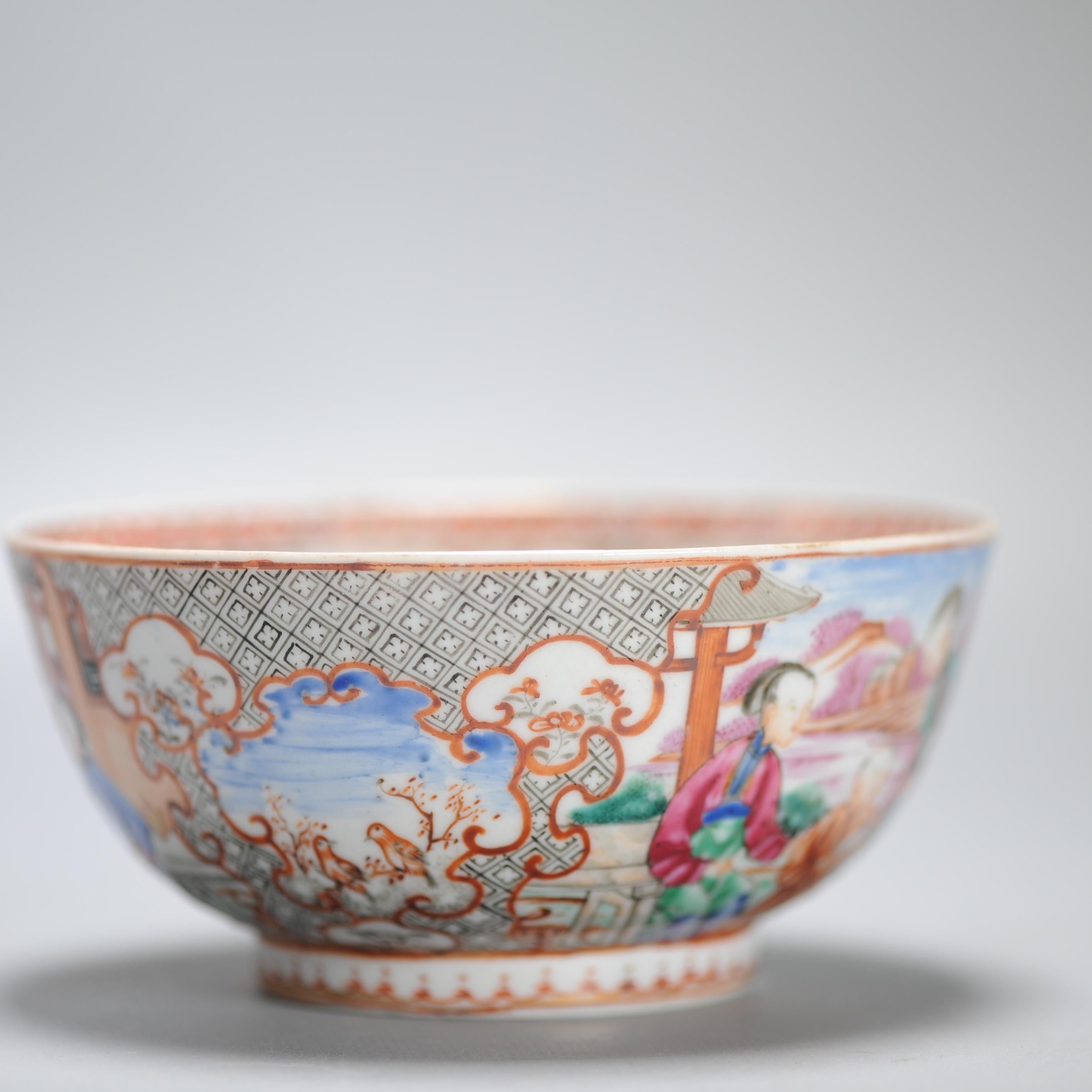 Antique 1740-1750 Chinese Porcelain Bowl China Figural Rose Qianlong Period For Sale 2