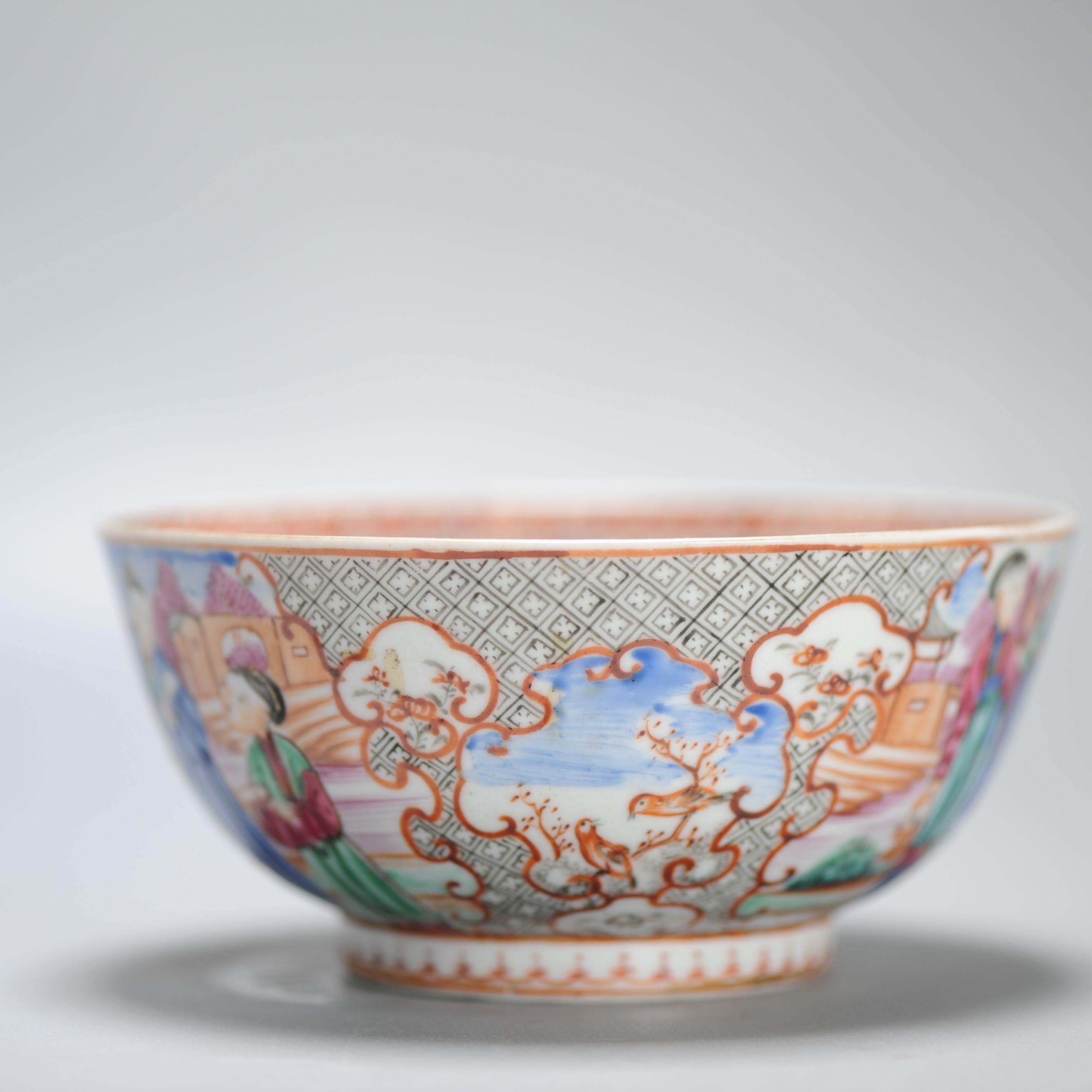 Antique 1740-1750 Chinese Porcelain Bowl China Figural Rose Qianlong Period For Sale 3