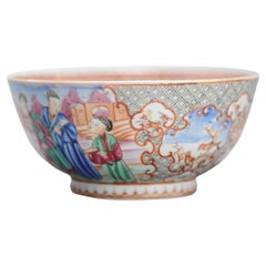 Antique 1740-1750 Chinese Porcelain Bowl China Figural Rose Qianlong Period