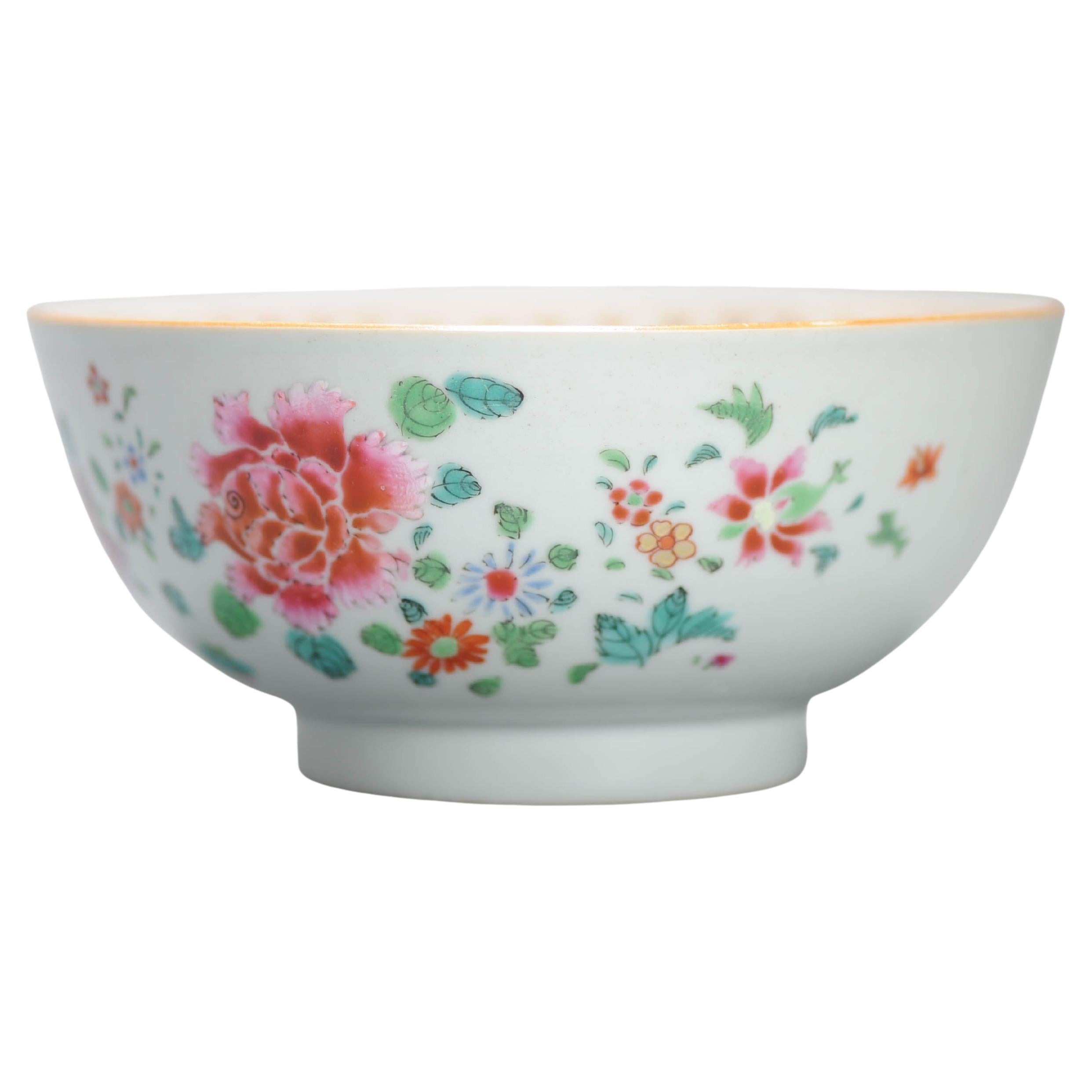 Antique 1740-1750 Chinese Porcelain Bowl China Figural Rose Qianlong Period