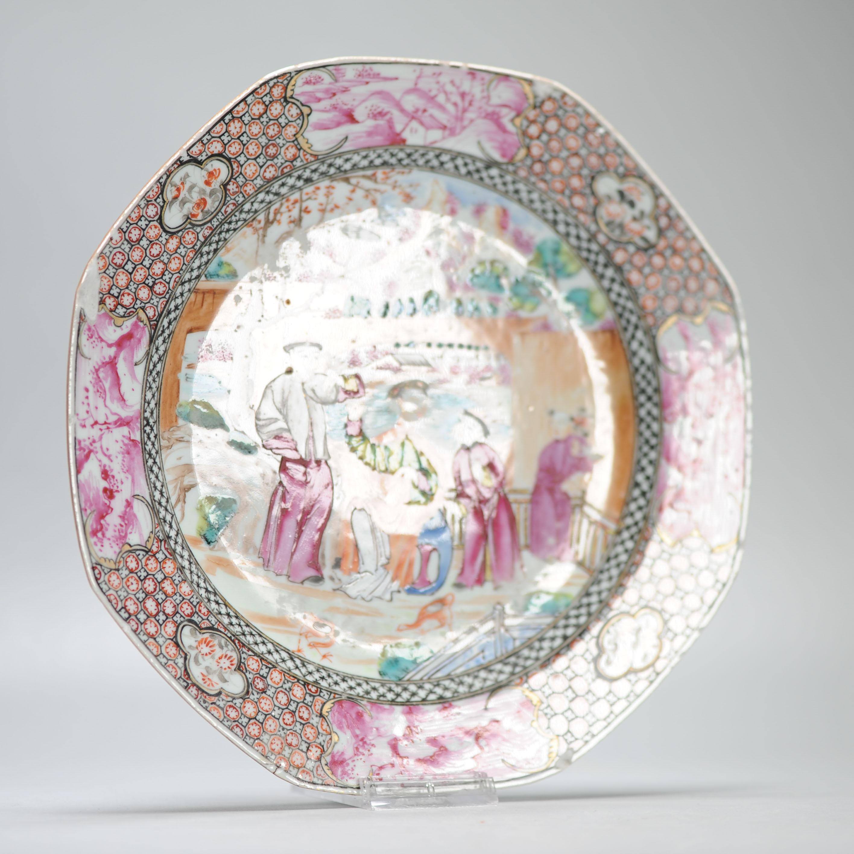 Antique 1740-1750 Chinese Porcelain Dish China Figural Rose Qianlong Period For Sale 11