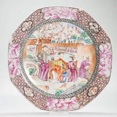 Antique 1740-1750 Chinese Porcelain Dish China Figural Rose Qianlong Period
