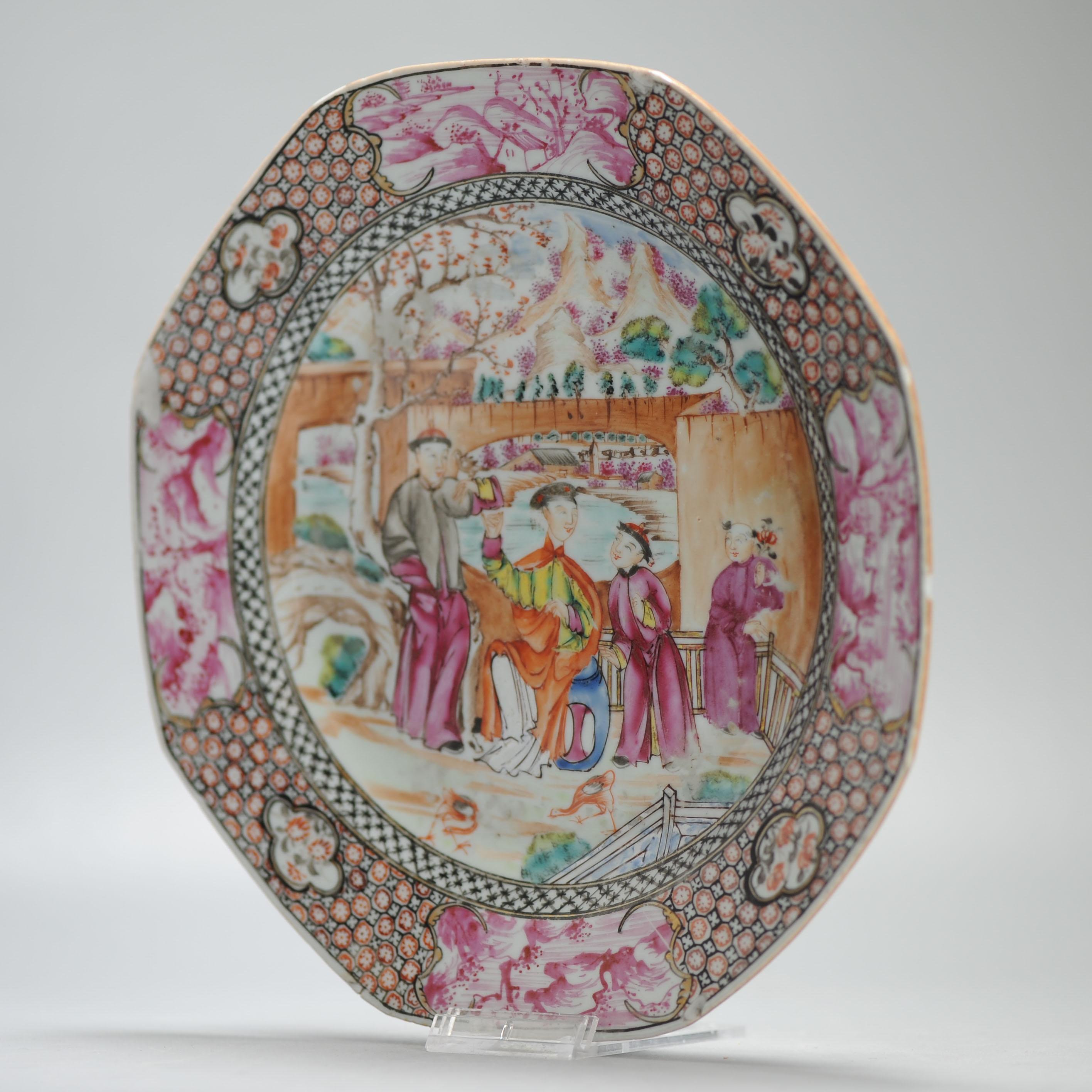 Antique 1740-1750 Chinese Porcelain Dish China Figural Rose Qianlong Period For Sale 1