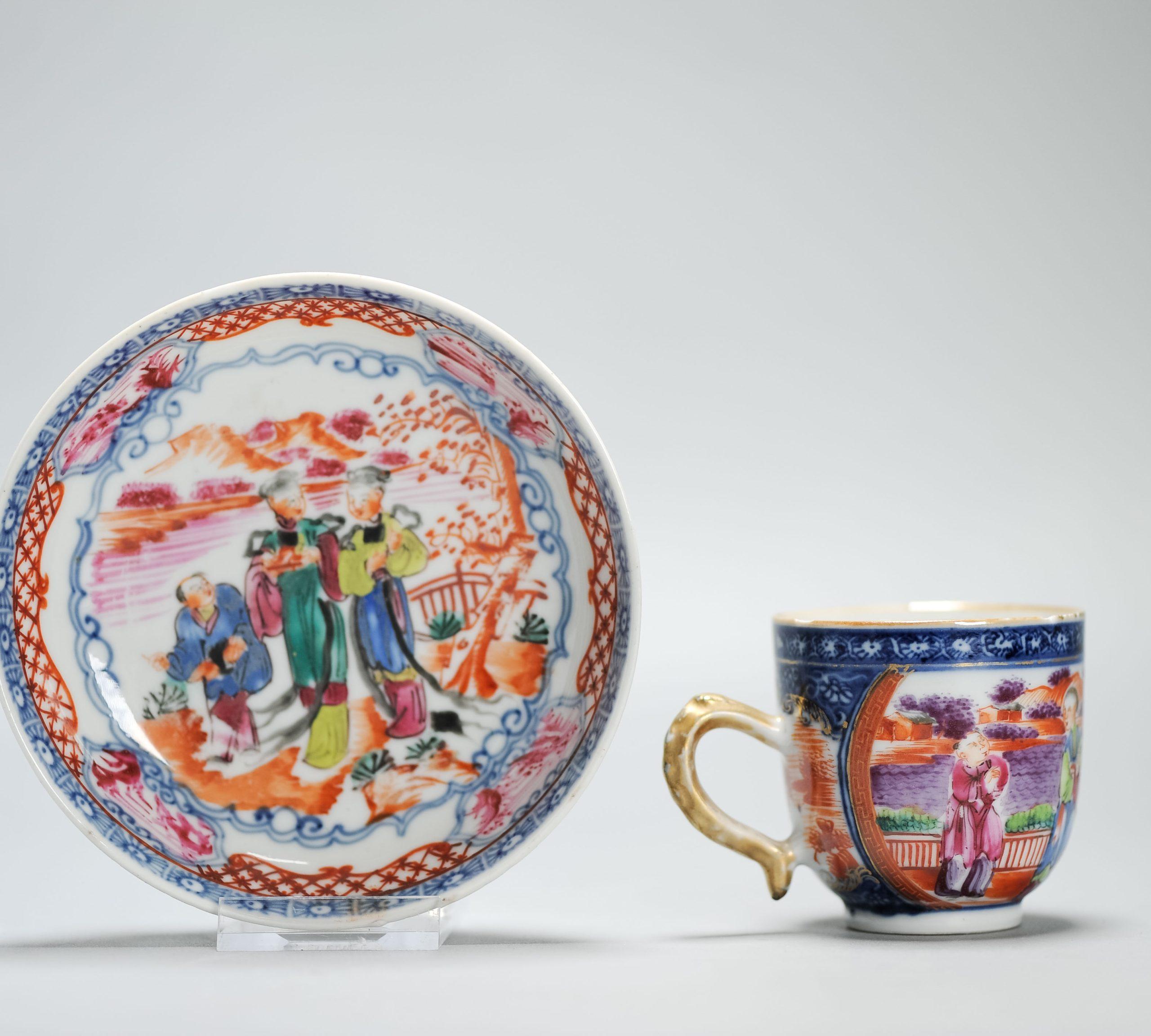 Antique 1740-1750 Chinese Porcelain Tea Set China Figural Rose Qianlong Period For Sale 6