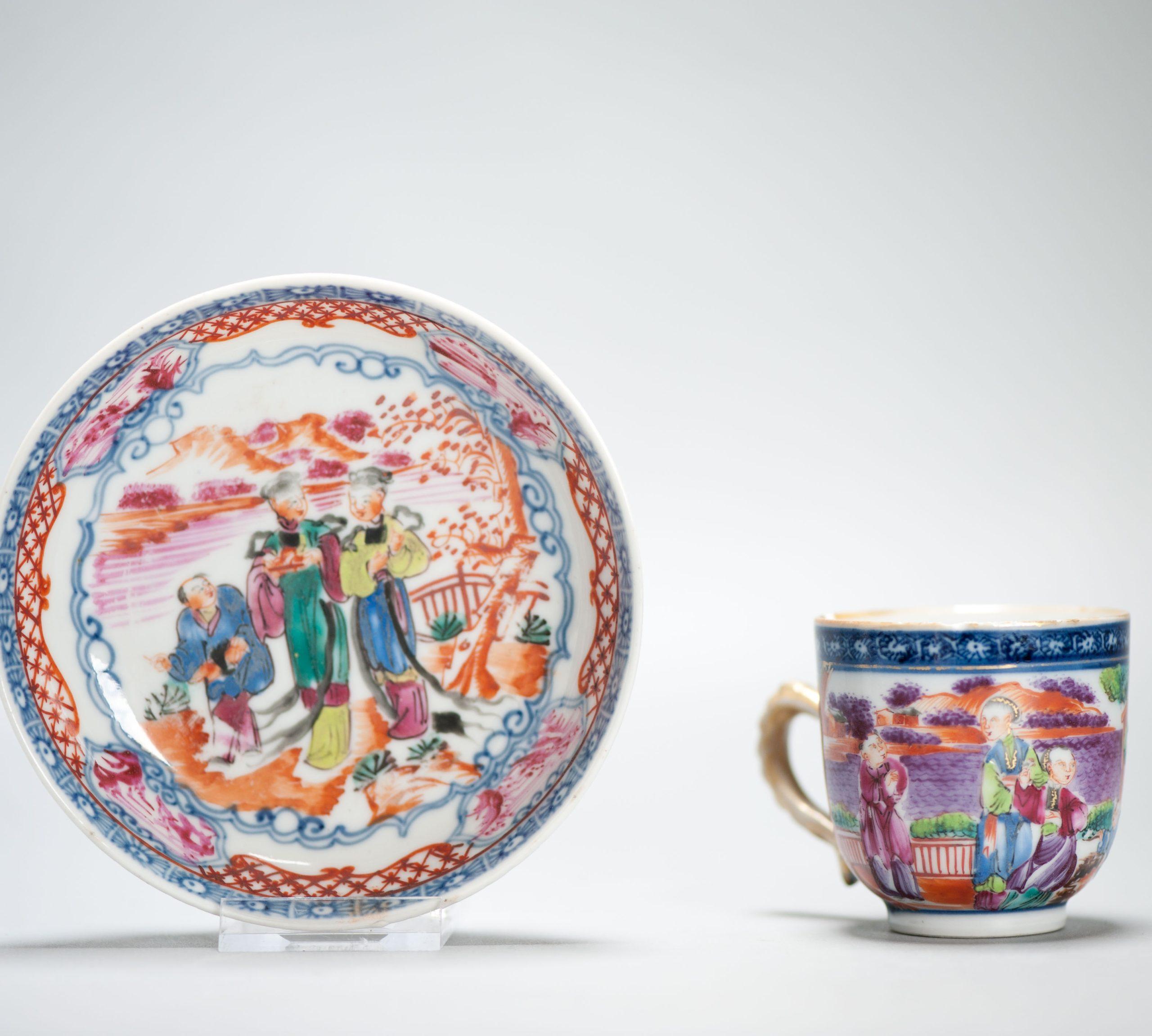 Antique 1740-1750 Chinese Porcelain Tea Set China Figural Rose Qianlong Period For Sale 11