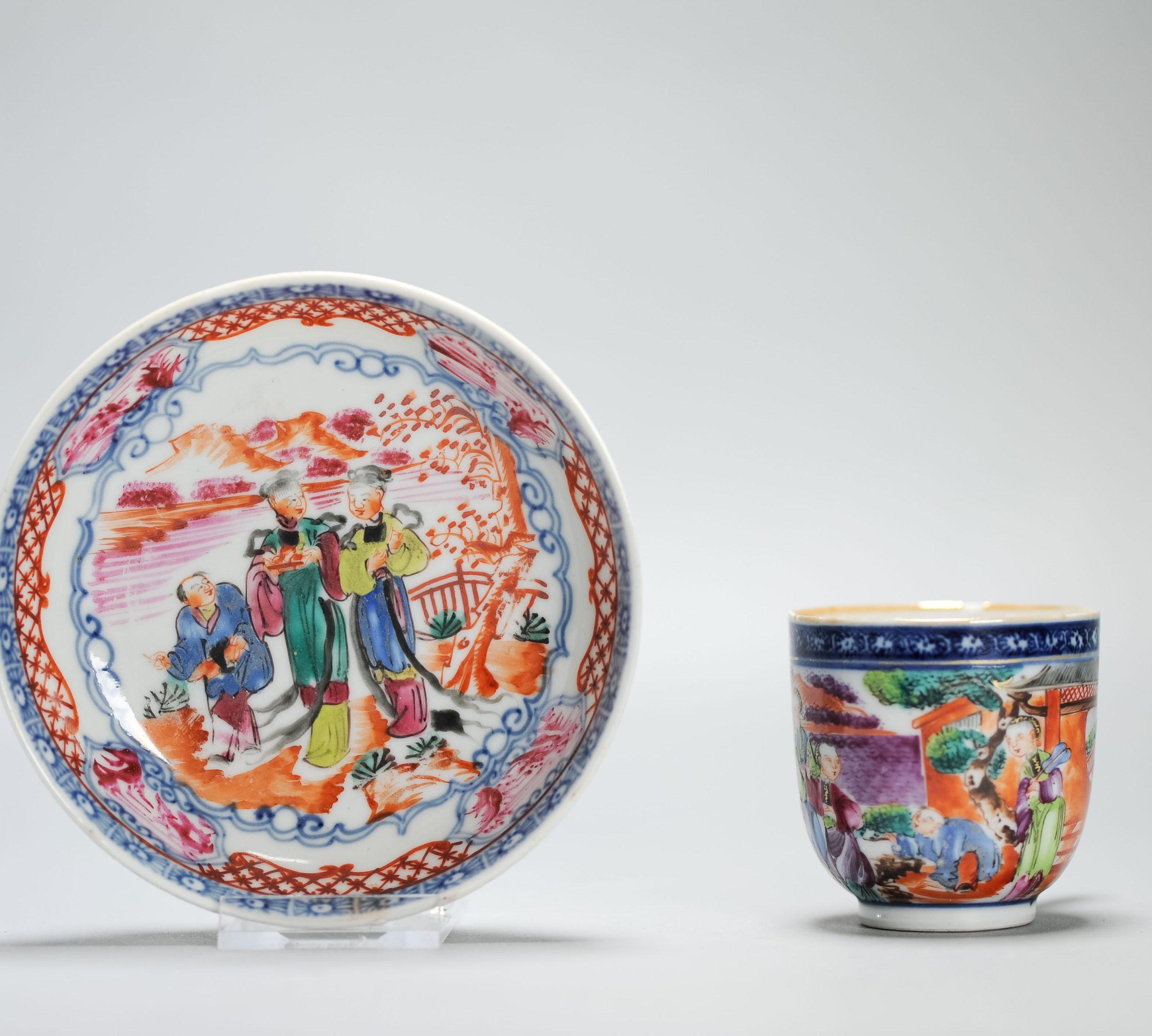 Antique 1740-1750 Chinese Porcelain Tea Set China Figural Rose Qianlong Period In Excellent Condition For Sale In Amsterdam, Noord Holland