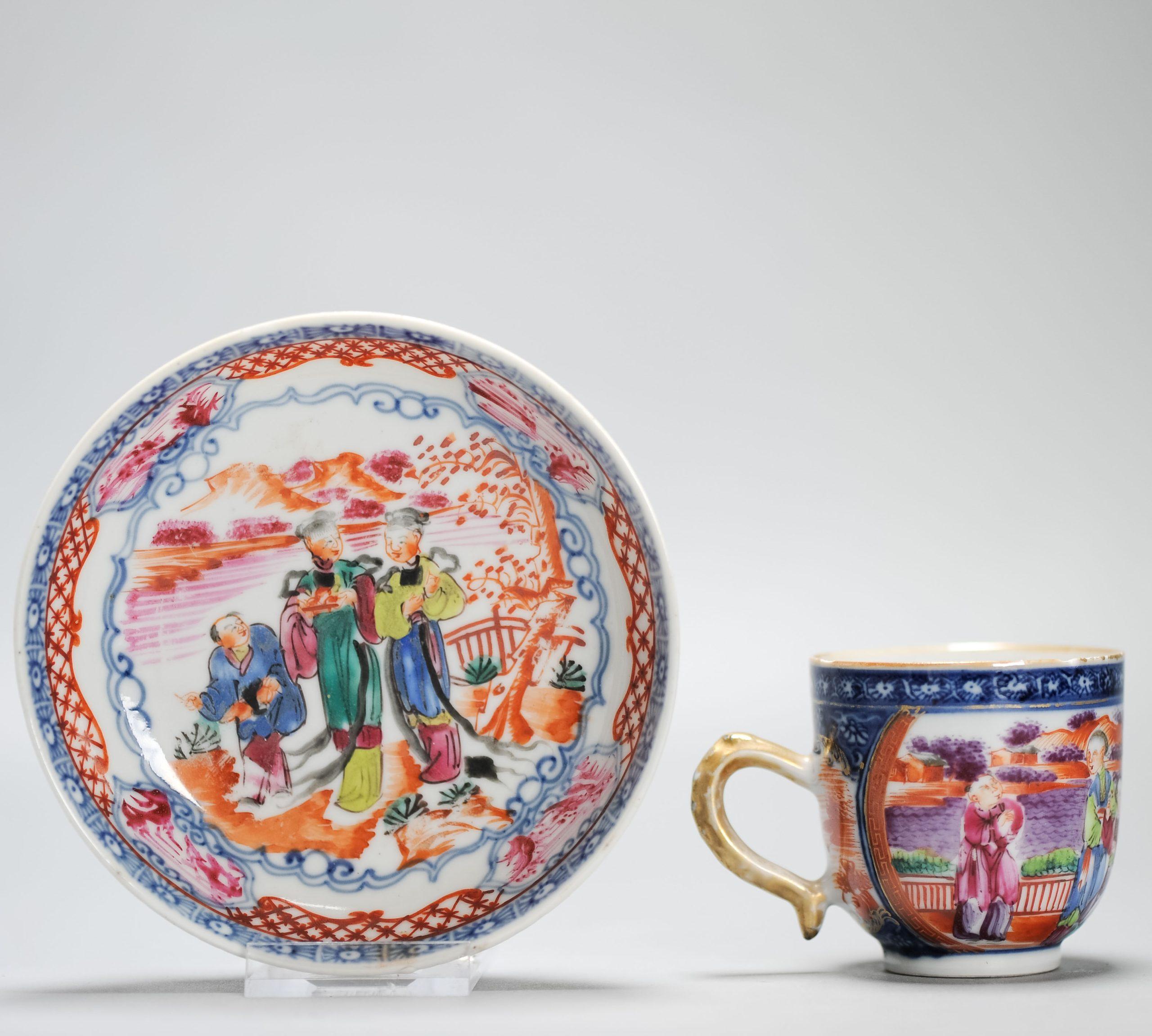 18th Century and Earlier Antique 1740-1750 Chinese Porcelain Tea Set China Figural Rose Qianlong Period For Sale