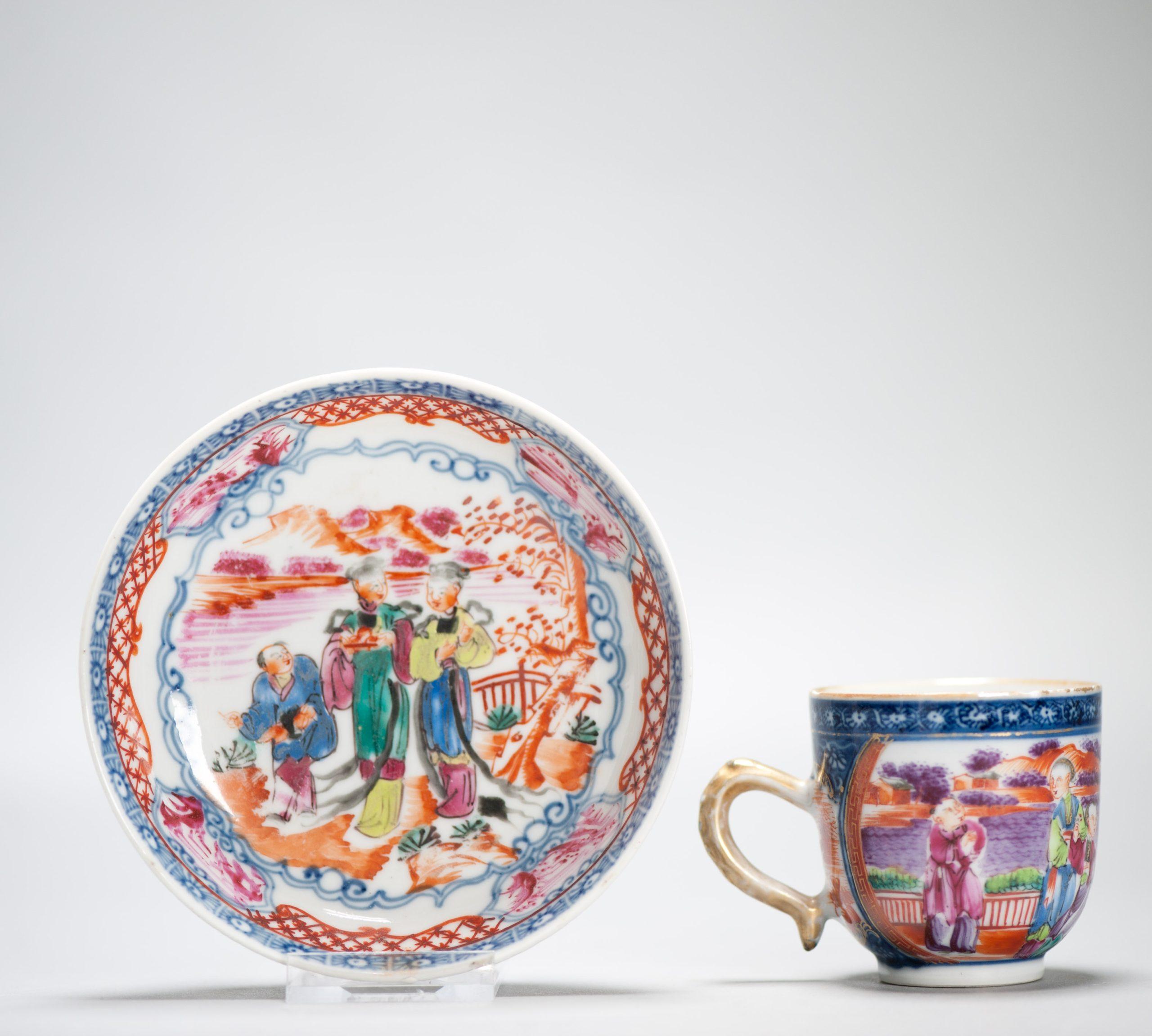 Antique 1740-1750 Chinese Porcelain Tea Set China Figural Rose Qianlong Period For Sale 2