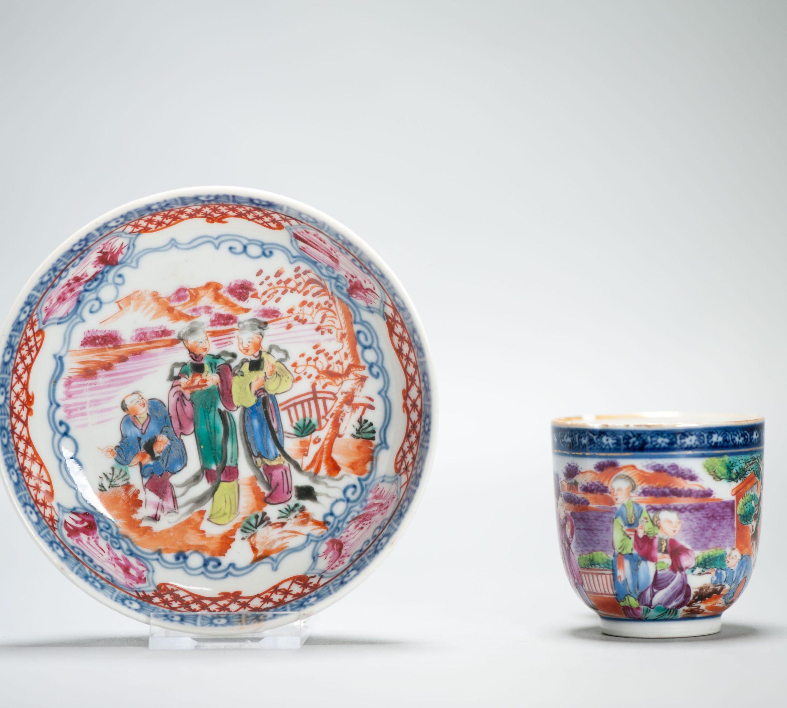 Antique 1740-1750 Chinese Porcelain Tea Set China Figural Rose Qianlong Period For Sale 3