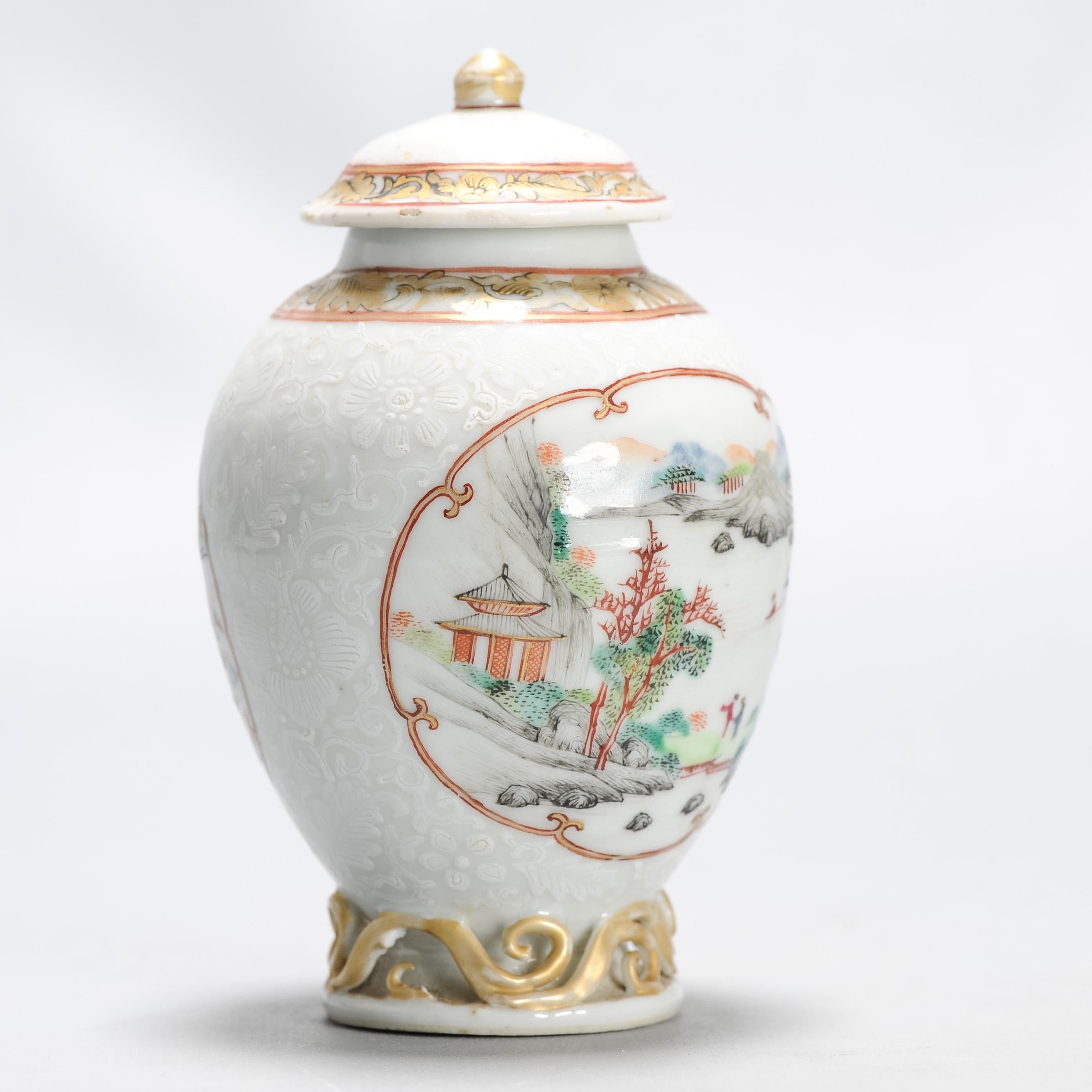 18th Century and Earlier Antique 1740-1750 Chinese Porcelain Yongzheng/Qianlong Tea Caddy Famille Rose For Sale