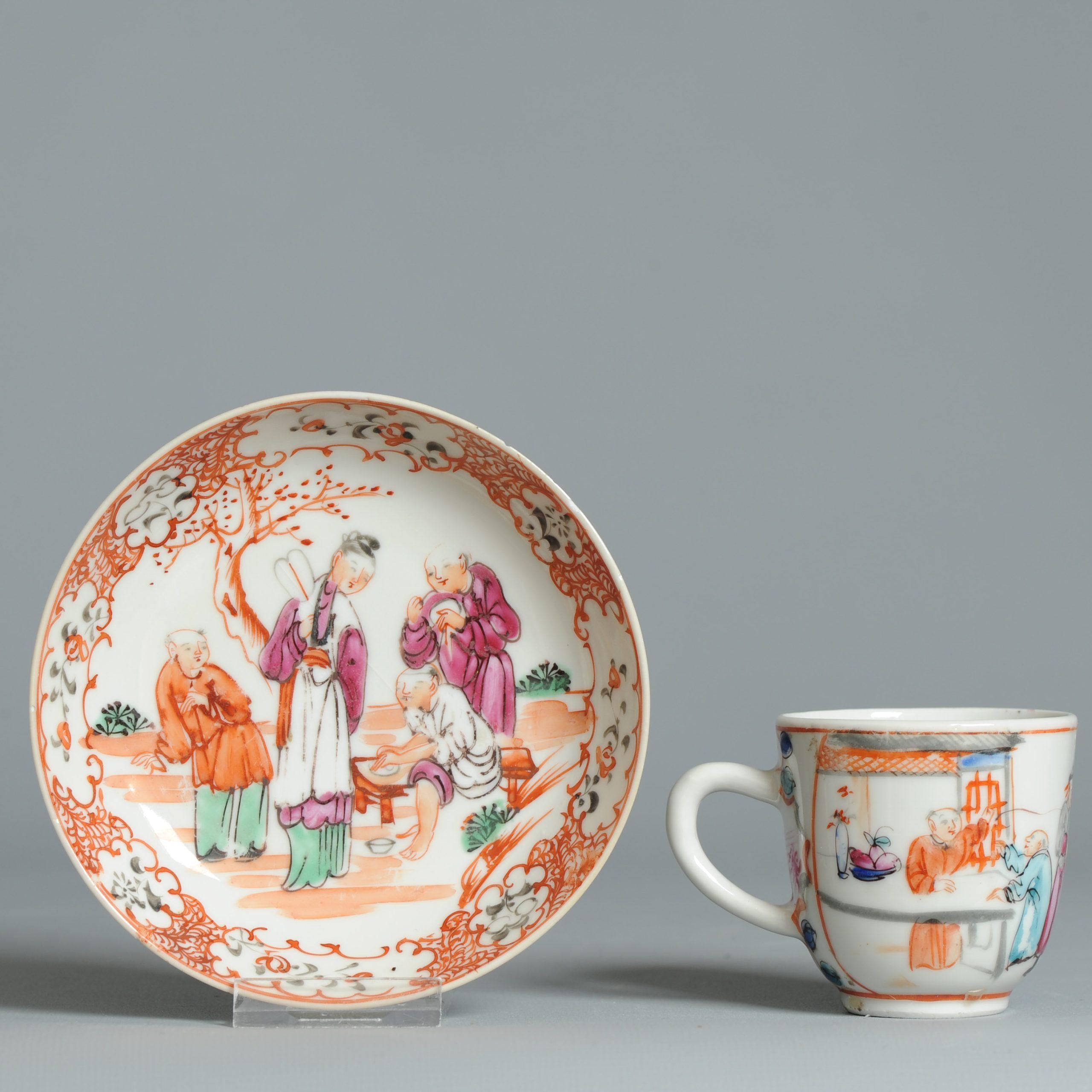 Antike 1740-1760 Chinesisch Porzellan Kaffee Set China Figural Rose Qianlong Perio im Angebot 5