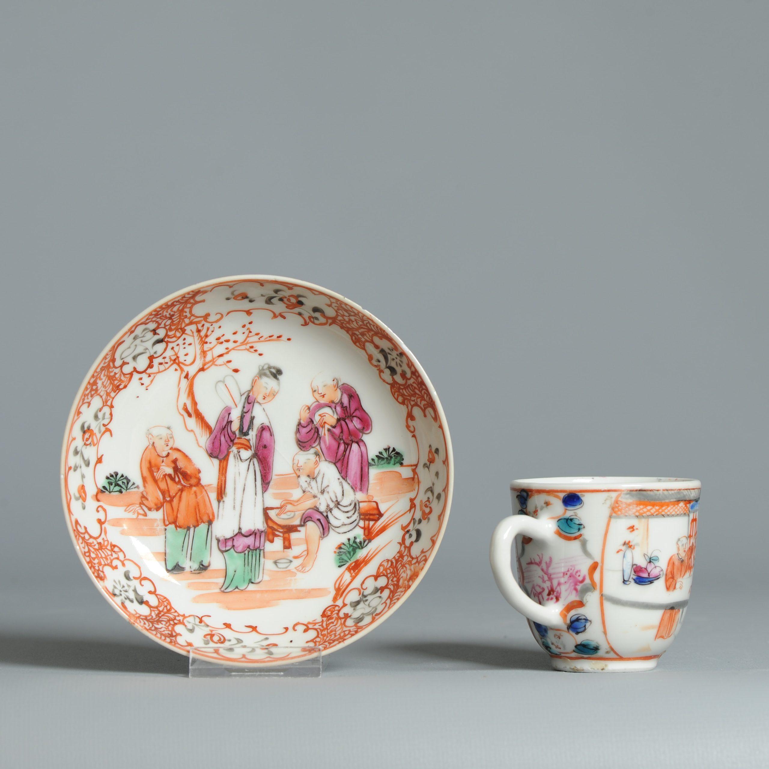 Antike 1740-1760 Chinesisch Porzellan Kaffee Set China Figural Rose Qianlong Perio im Angebot 7