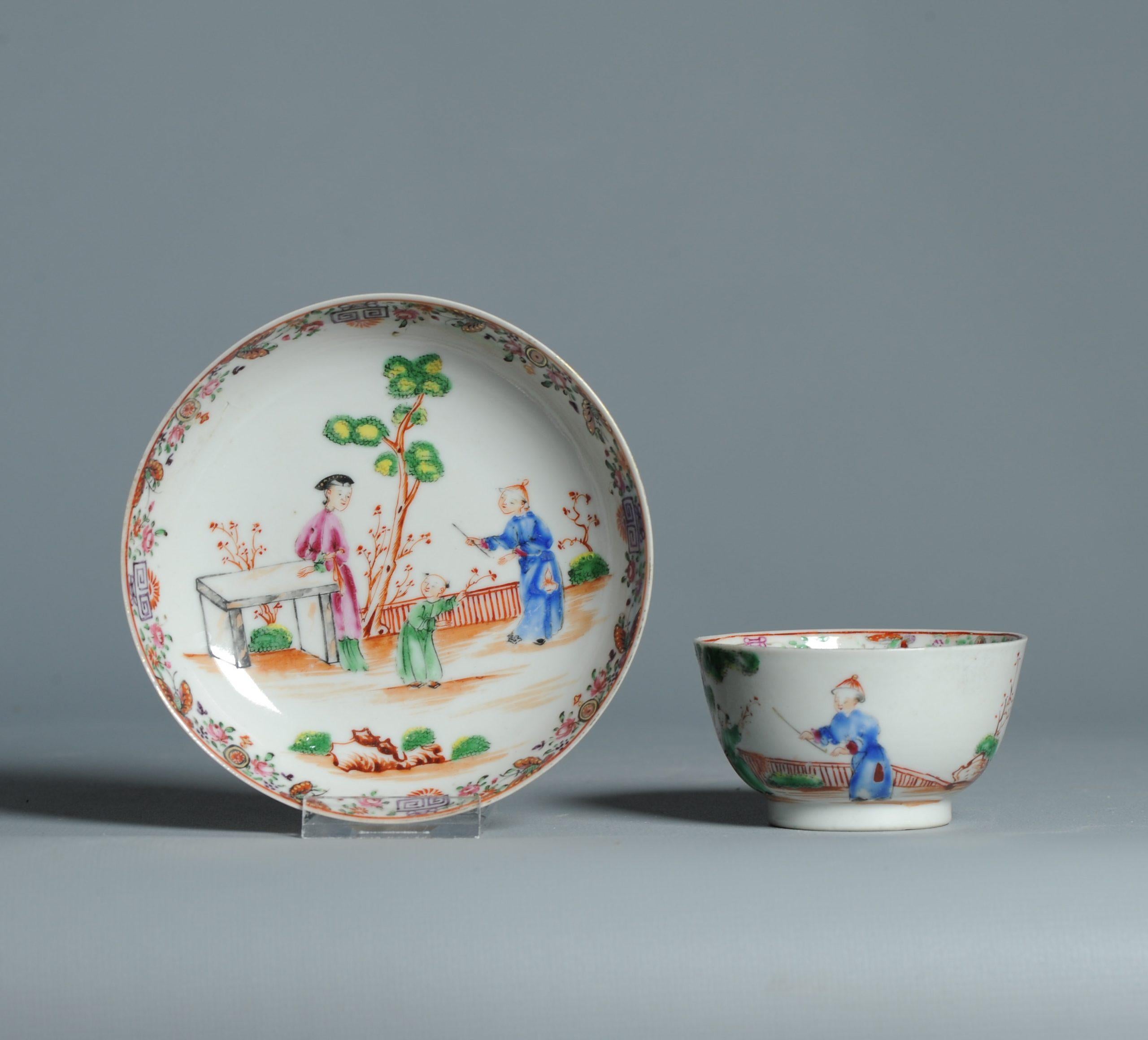 Antiguo 1740-1760 Juego de Café de Porcelana China Figural Rose Qianlong Perio en venta 7