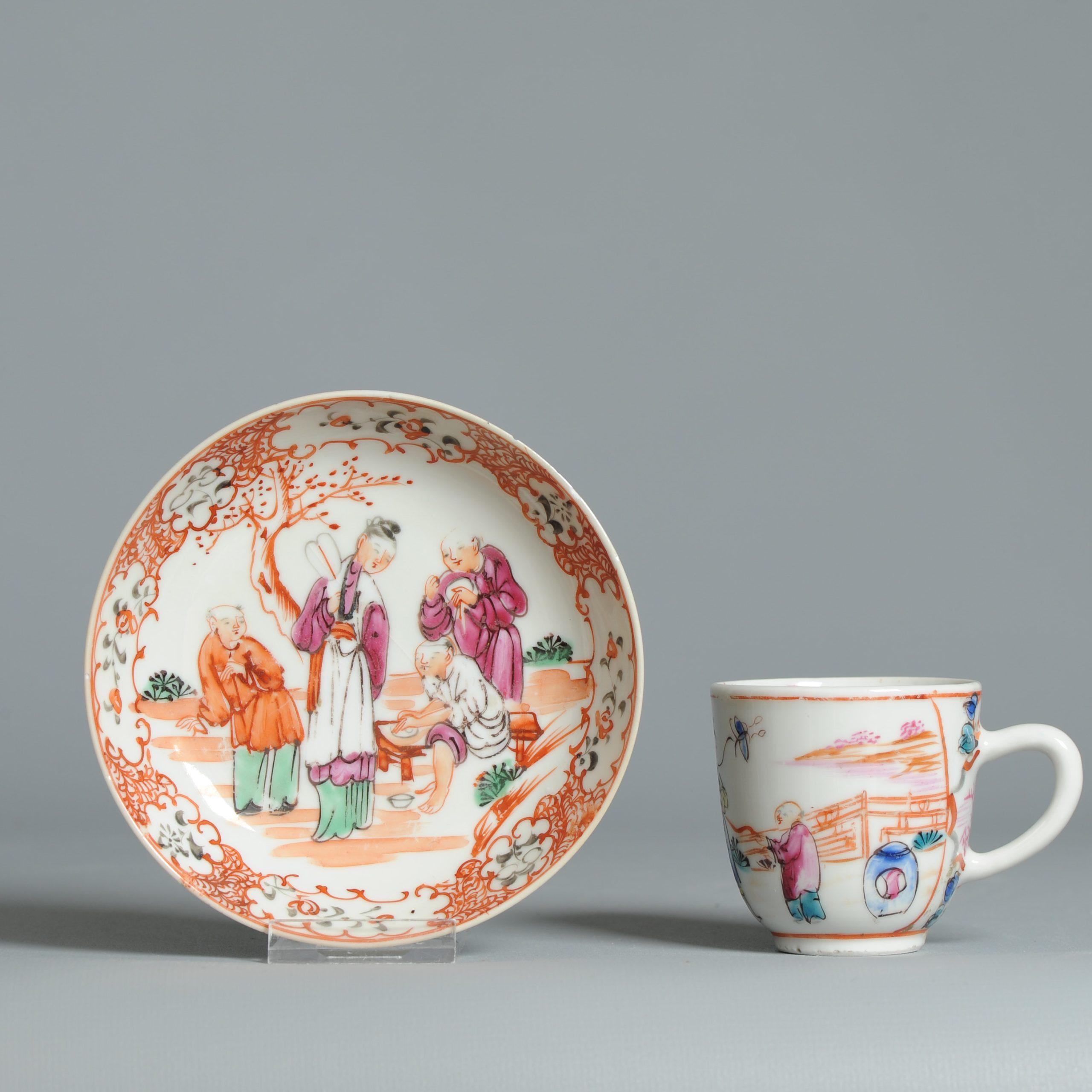 Antike 1740-1760 Chinesisch Porzellan Kaffee Set China Figural Rose Qianlong Perio im Angebot 8