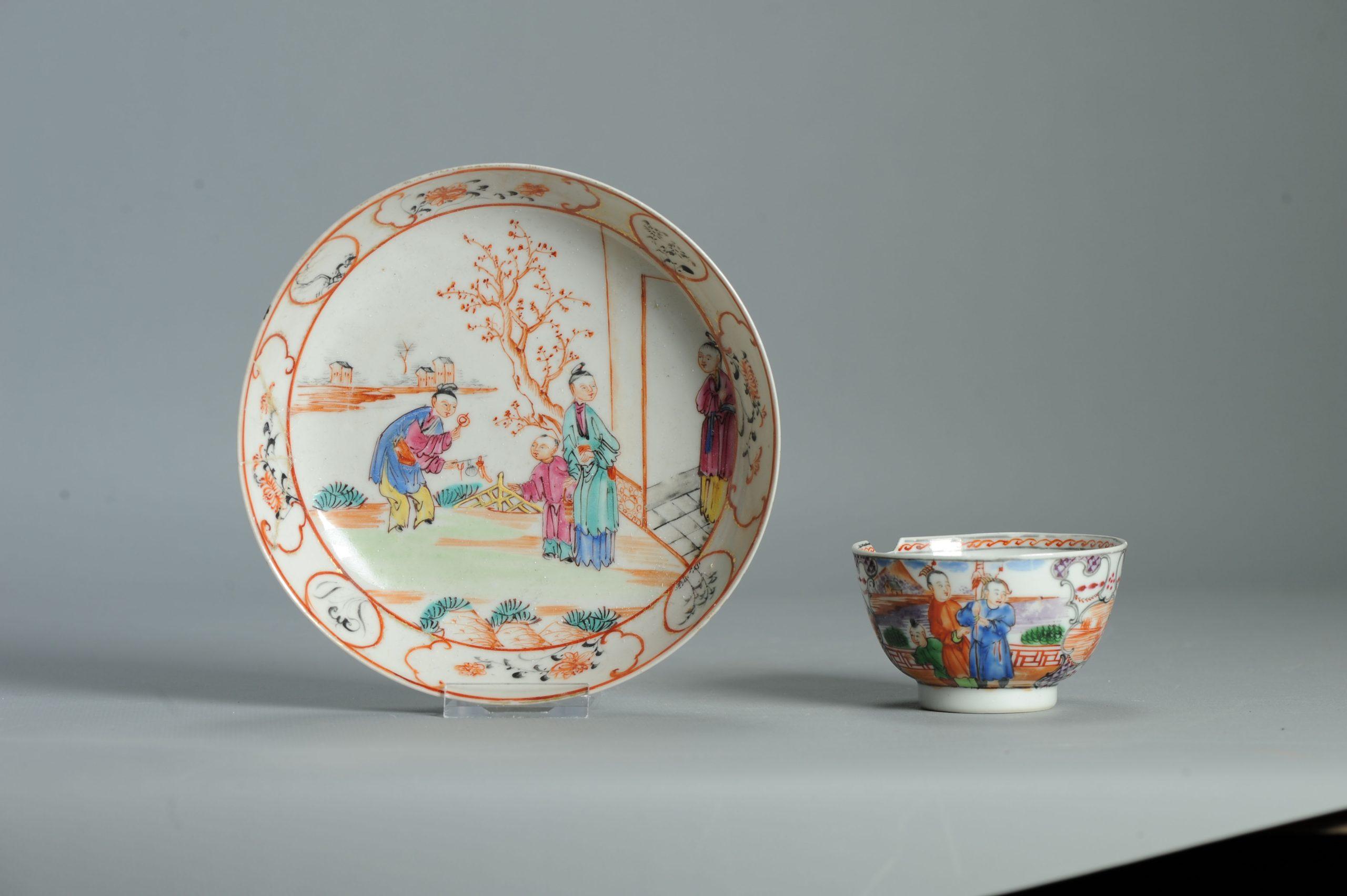 Antike 1740-1760 Chinesisch Porzellan Kaffee Set China Figural Rose Qianlong Perio im Angebot 9