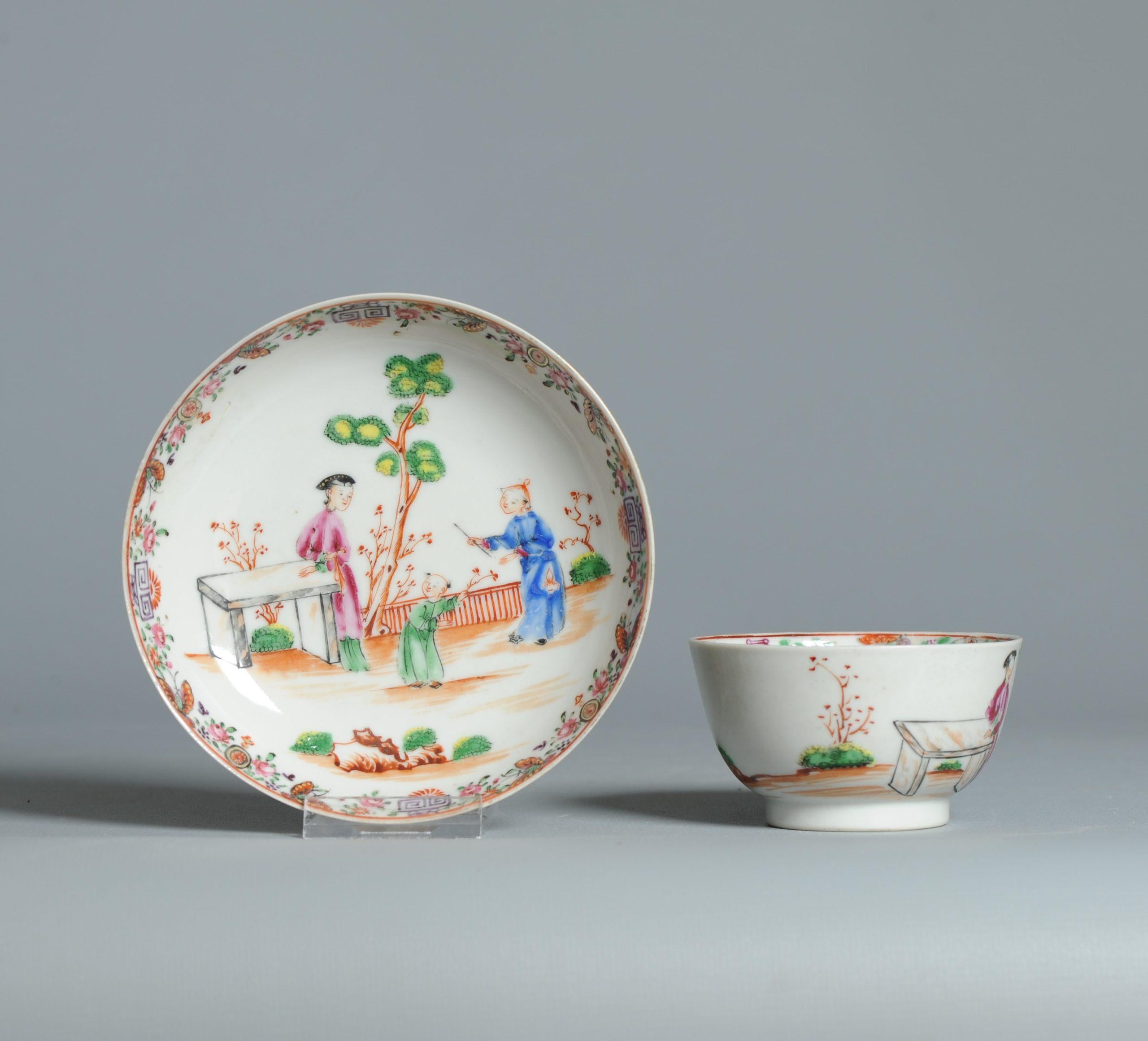 Antiguo 1740-1760 Juego de Café de Porcelana China Figural Rose Qianlong Perio en venta 8