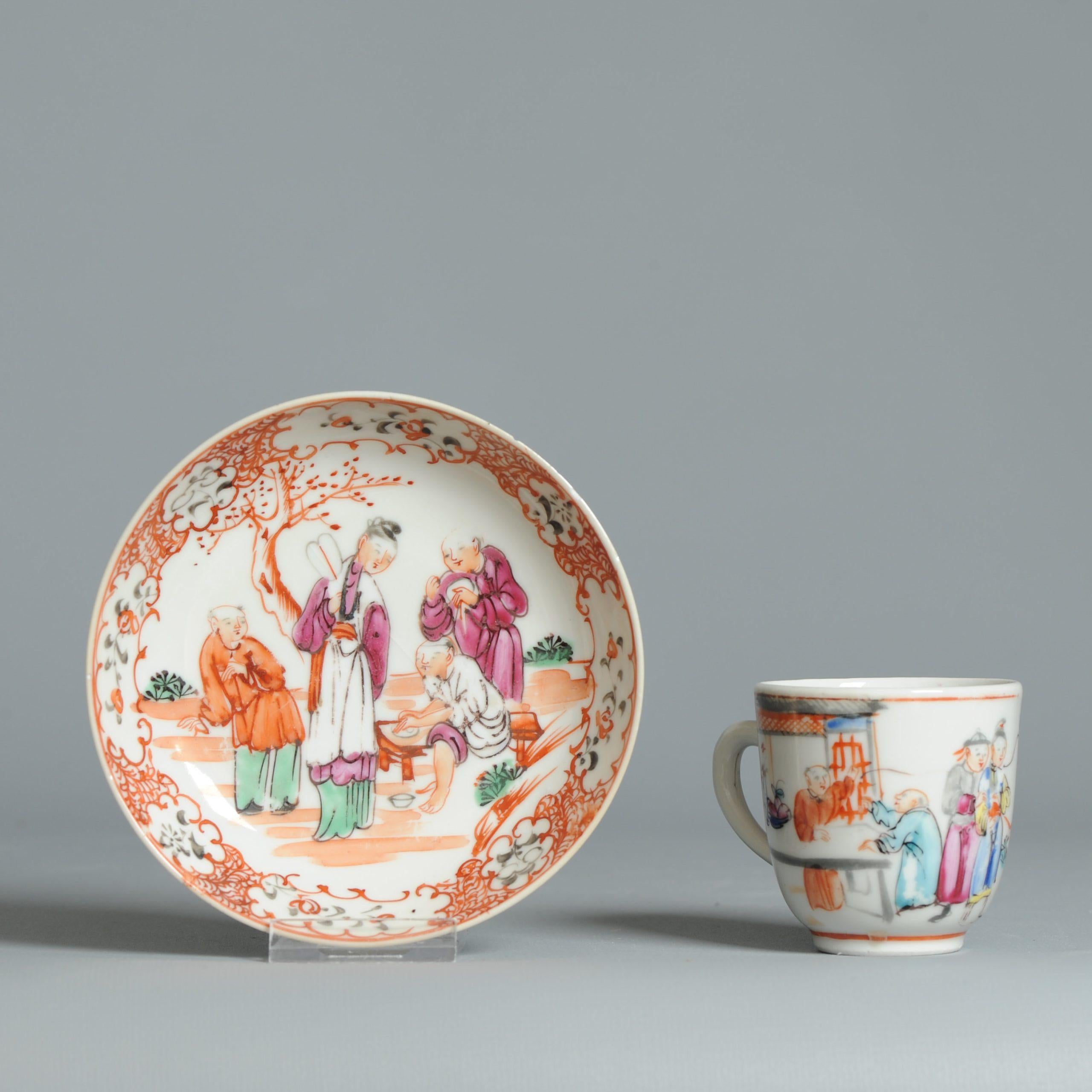 Antike 1740-1760 Chinesisch Porzellan Kaffee Set China Figural Rose Qianlong Perio im Angebot 12