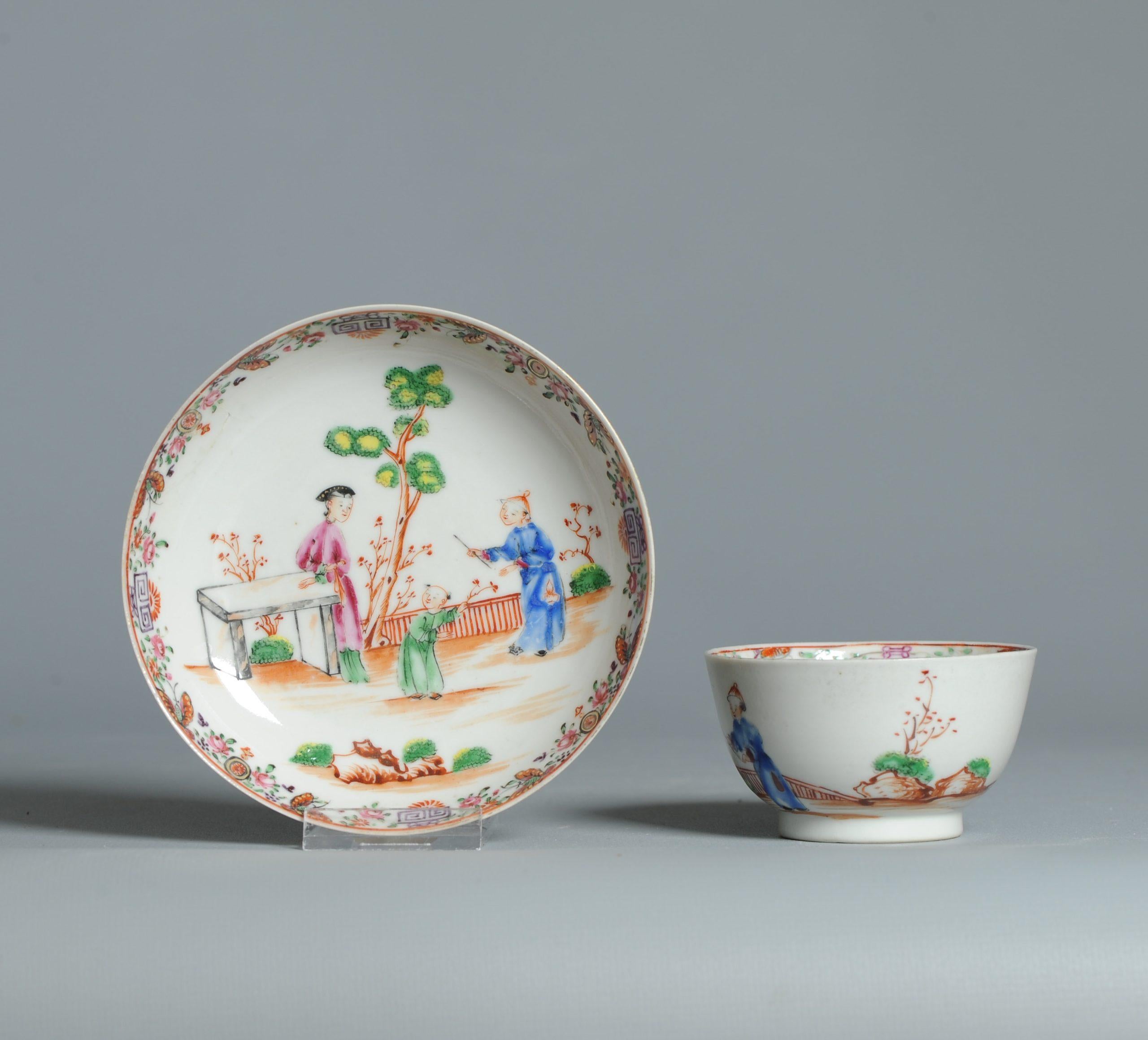 Antiguo 1740-1760 Juego de Café de Porcelana China Figural Rose Qianlong Perio Qing en venta