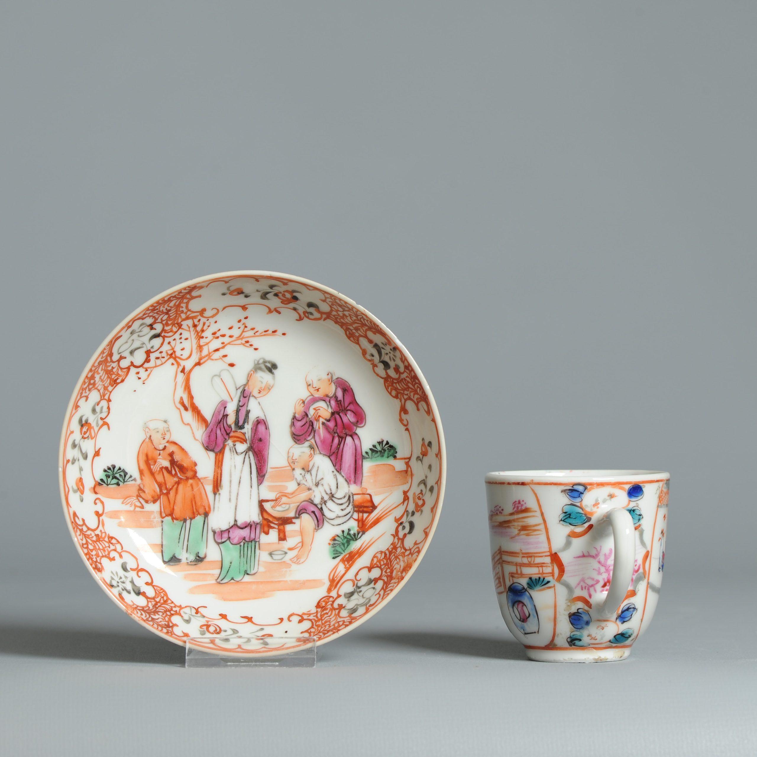 Antike 1740-1760 Chinesisch Porzellan Kaffee Set China Figural Rose Qianlong Perio (18. Jahrhundert und früher) im Angebot