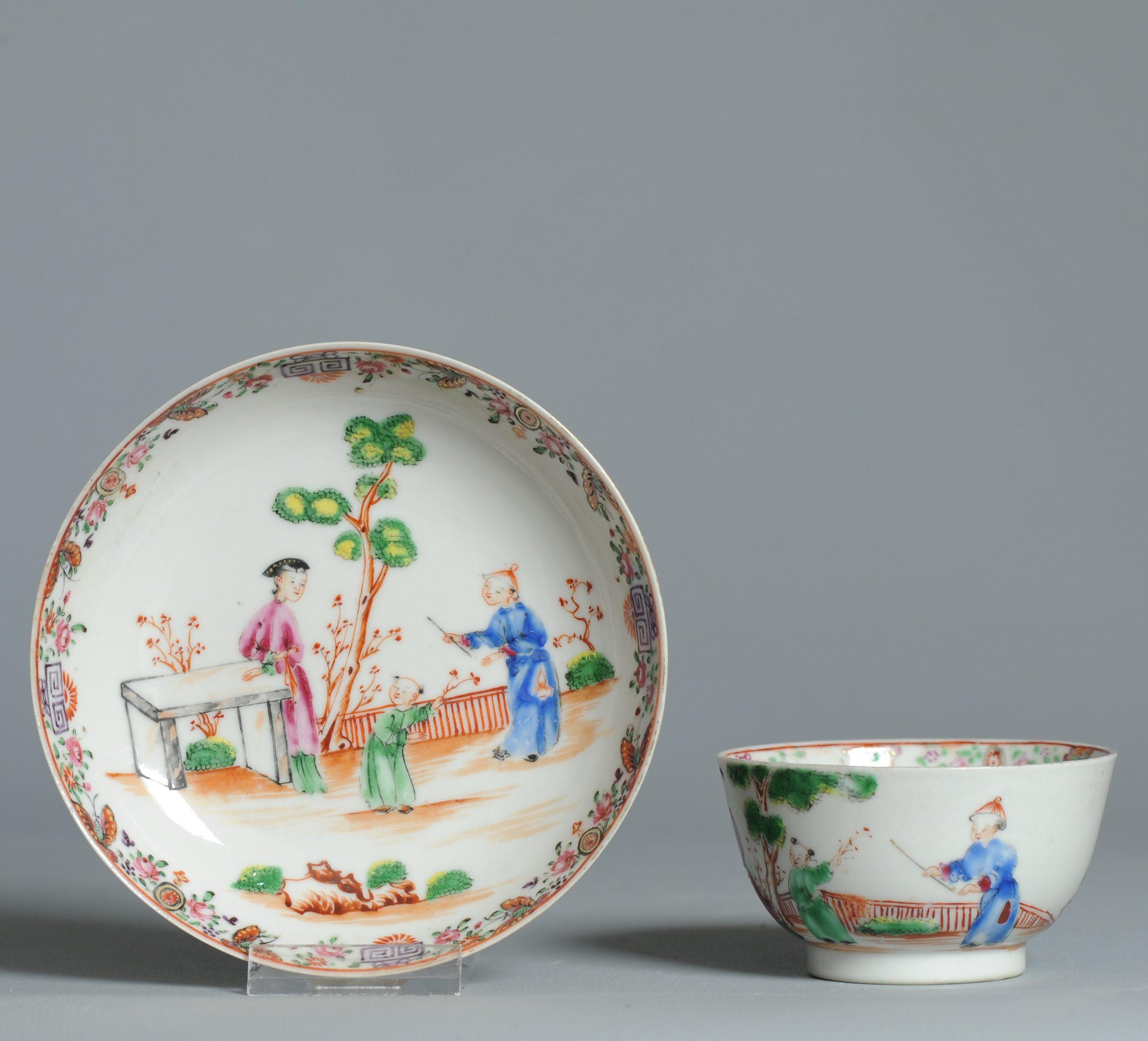Antiguo 1740-1760 Juego de Café de Porcelana China Figural Rose Qianlong Perio en venta 1