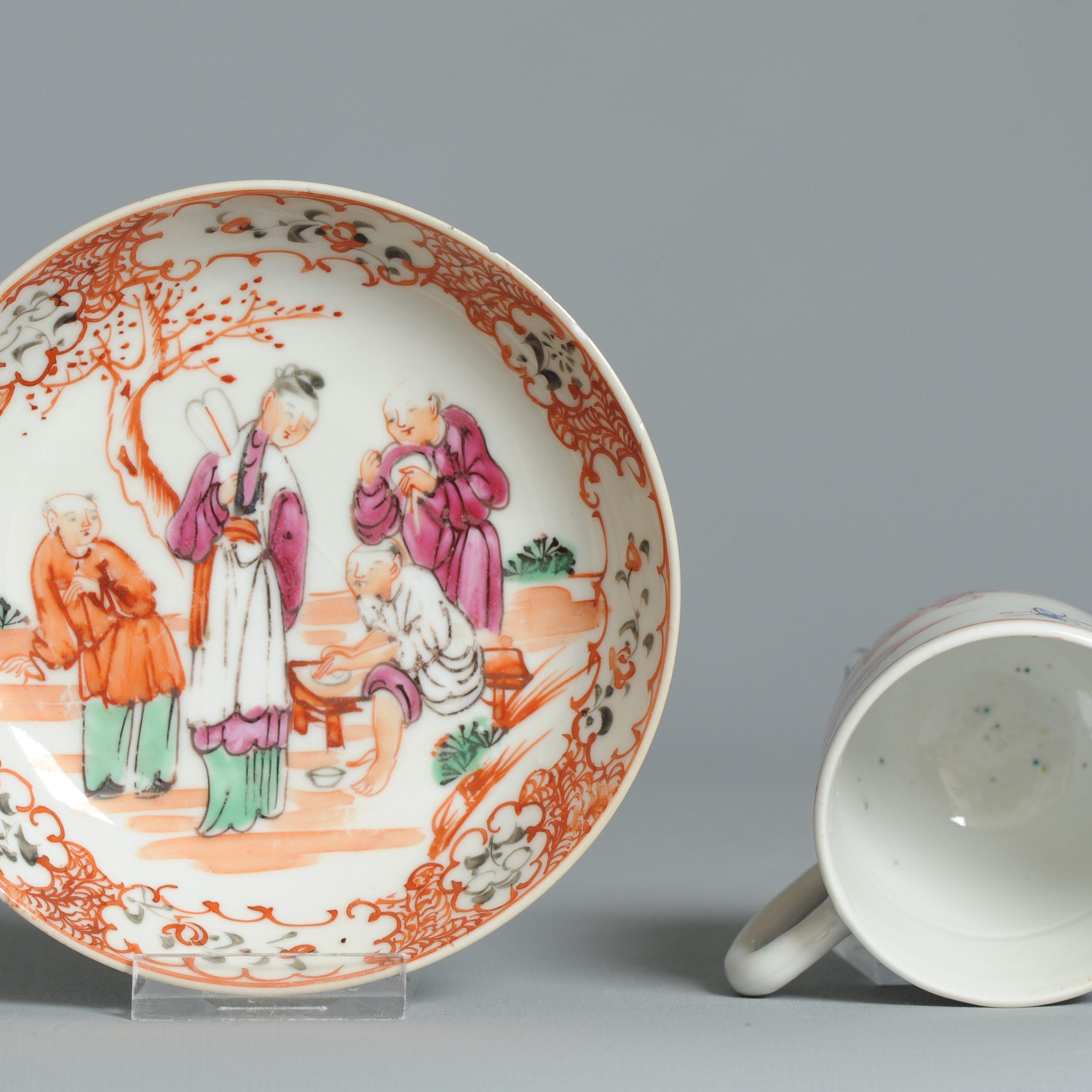 Antike 1740-1760 Chinesisch Porzellan Kaffee Set China Figural Rose Qianlong Perio im Angebot 2