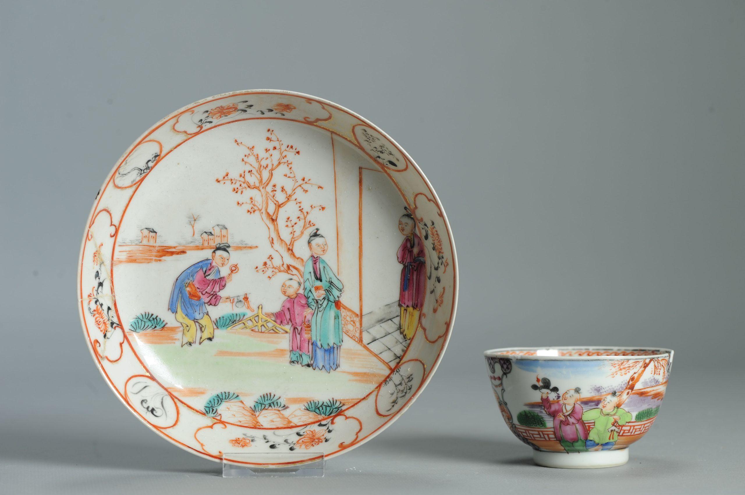 Antike 1740-1760 Chinesisch Porzellan Kaffee Set China Figural Rose Qianlong Perio im Angebot 3