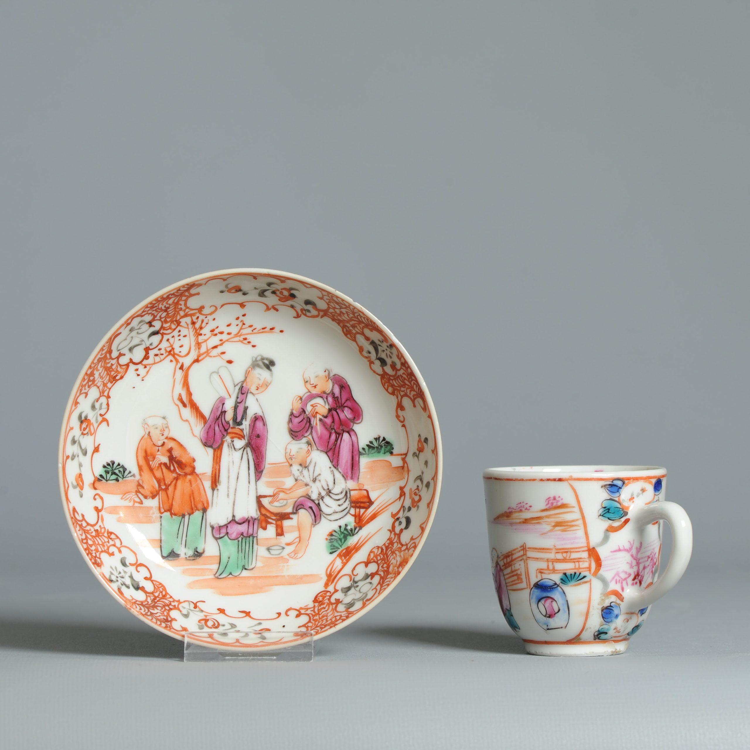 Antike 1740-1760 Chinesisch Porzellan Kaffee Set China Figural Rose Qianlong Perio im Angebot 3