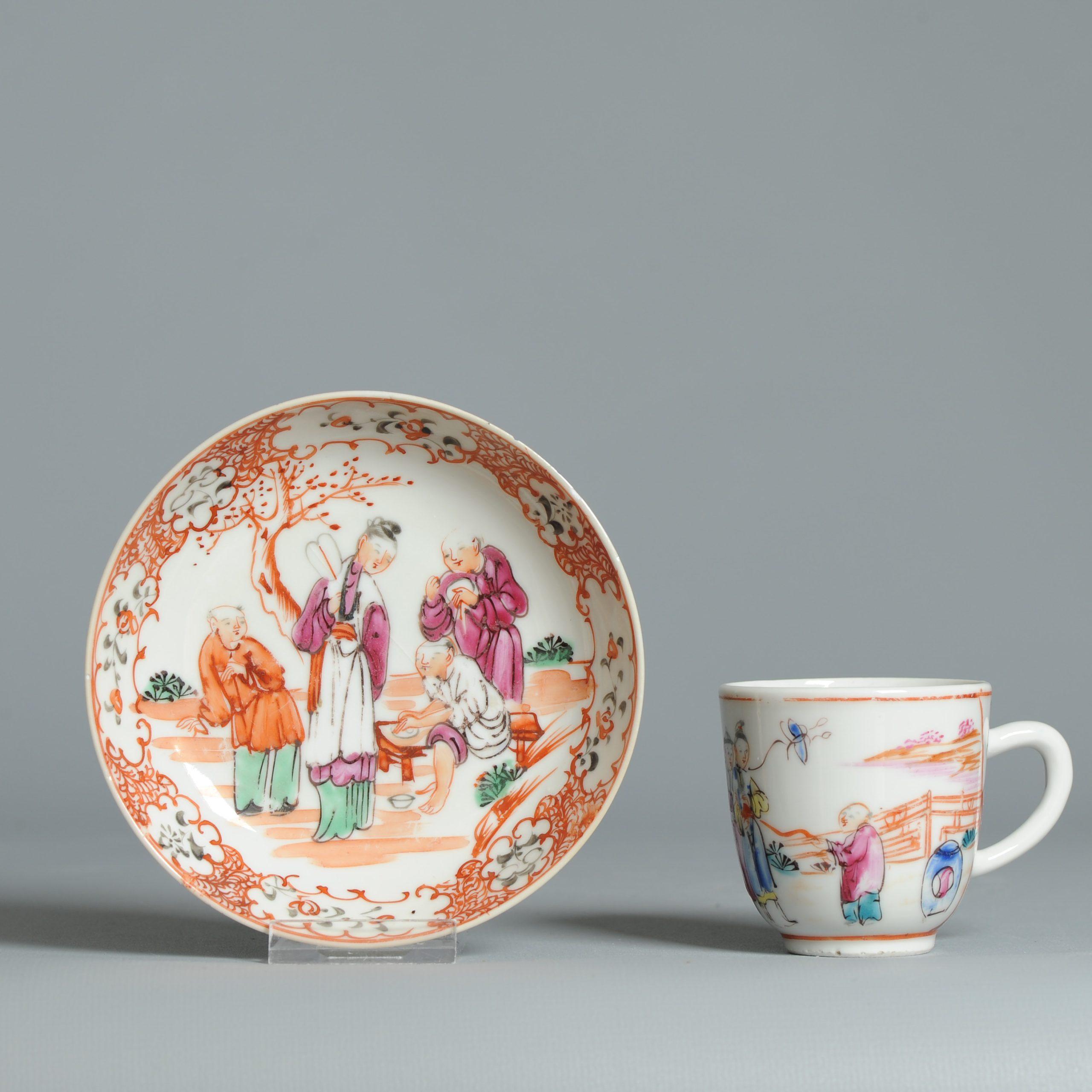 Antike 1740-1760 Chinesisch Porzellan Kaffee Set China Figural Rose Qianlong Perio im Angebot 4