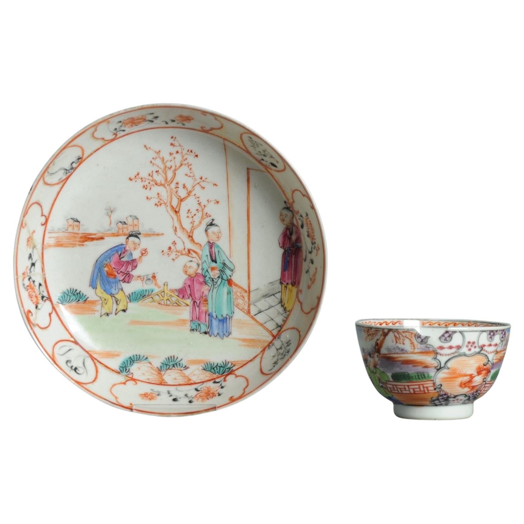 Antique 1740-1760 Chinese Porcelain Coffee Set China Figural Rose Qianlong Perio