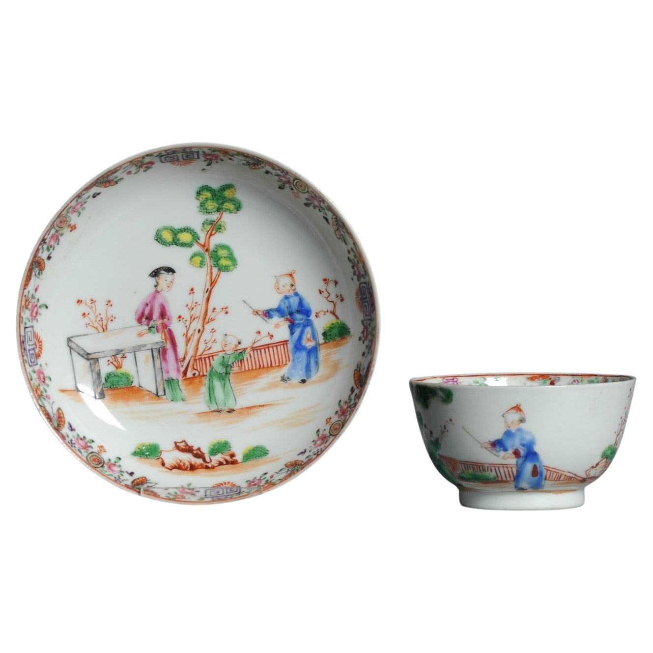 Antique 1740-1760 Chinese Porcelain Coffee Set China Figural Rose Qianlong Perio