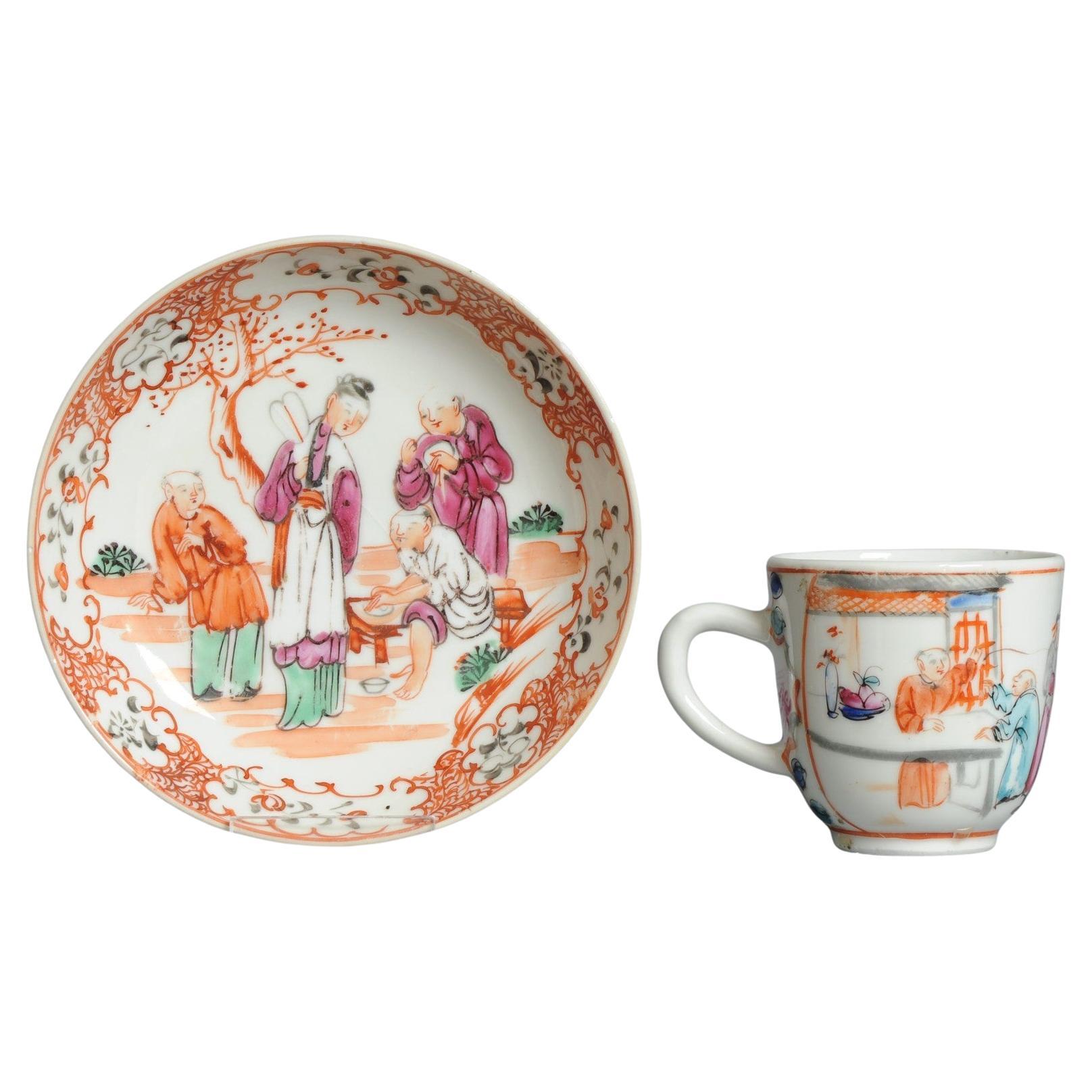 Antique 1740-1760 Chinese Porcelain Coffee Set China Figural Rose Qianlong Perio