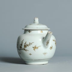 Antique 1740-1760 Chinese Porcelain Teapot China Gold Decoration Qianlong Period