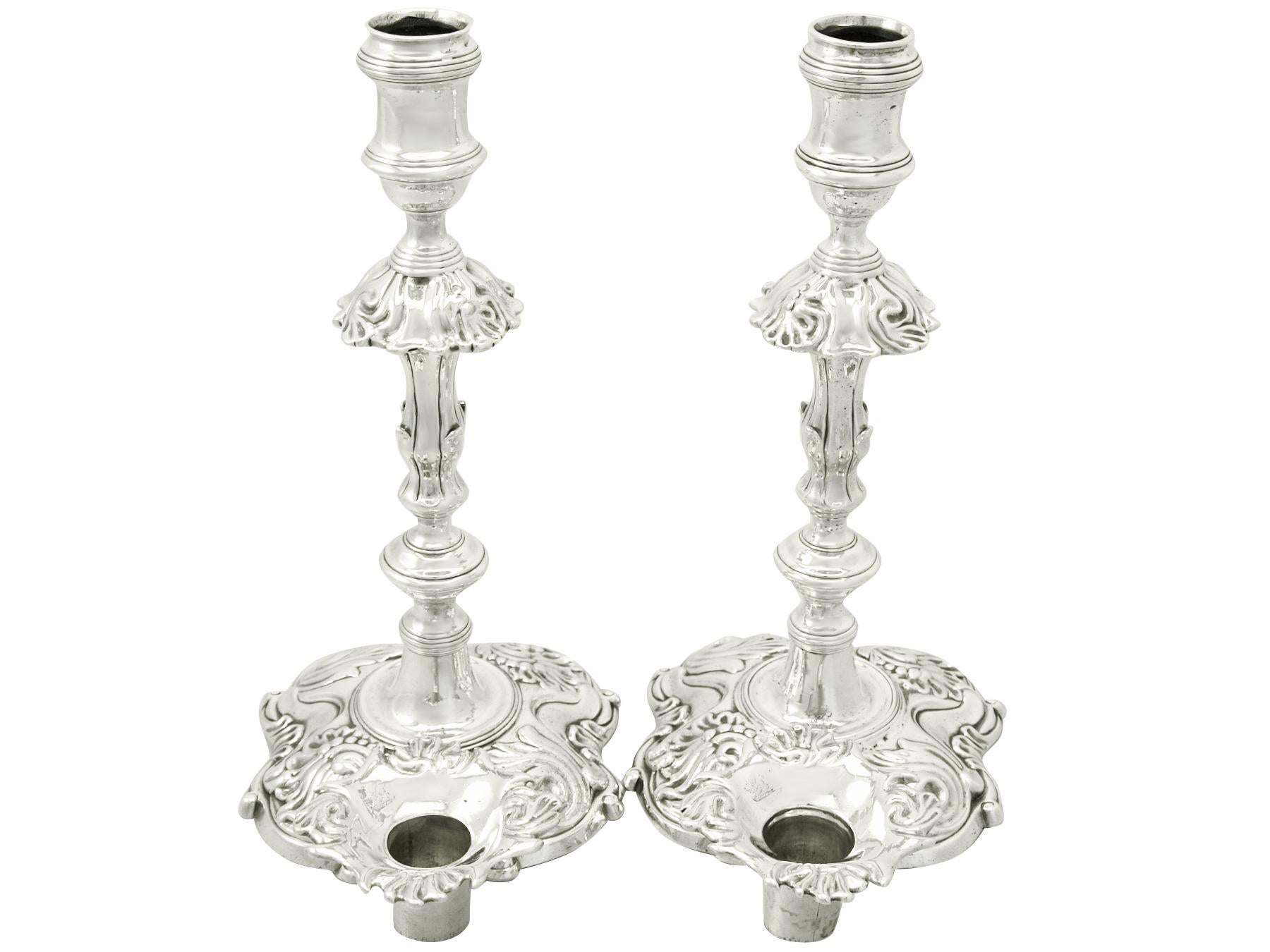 English Antique 1740s Sterling Silver Candlesticks