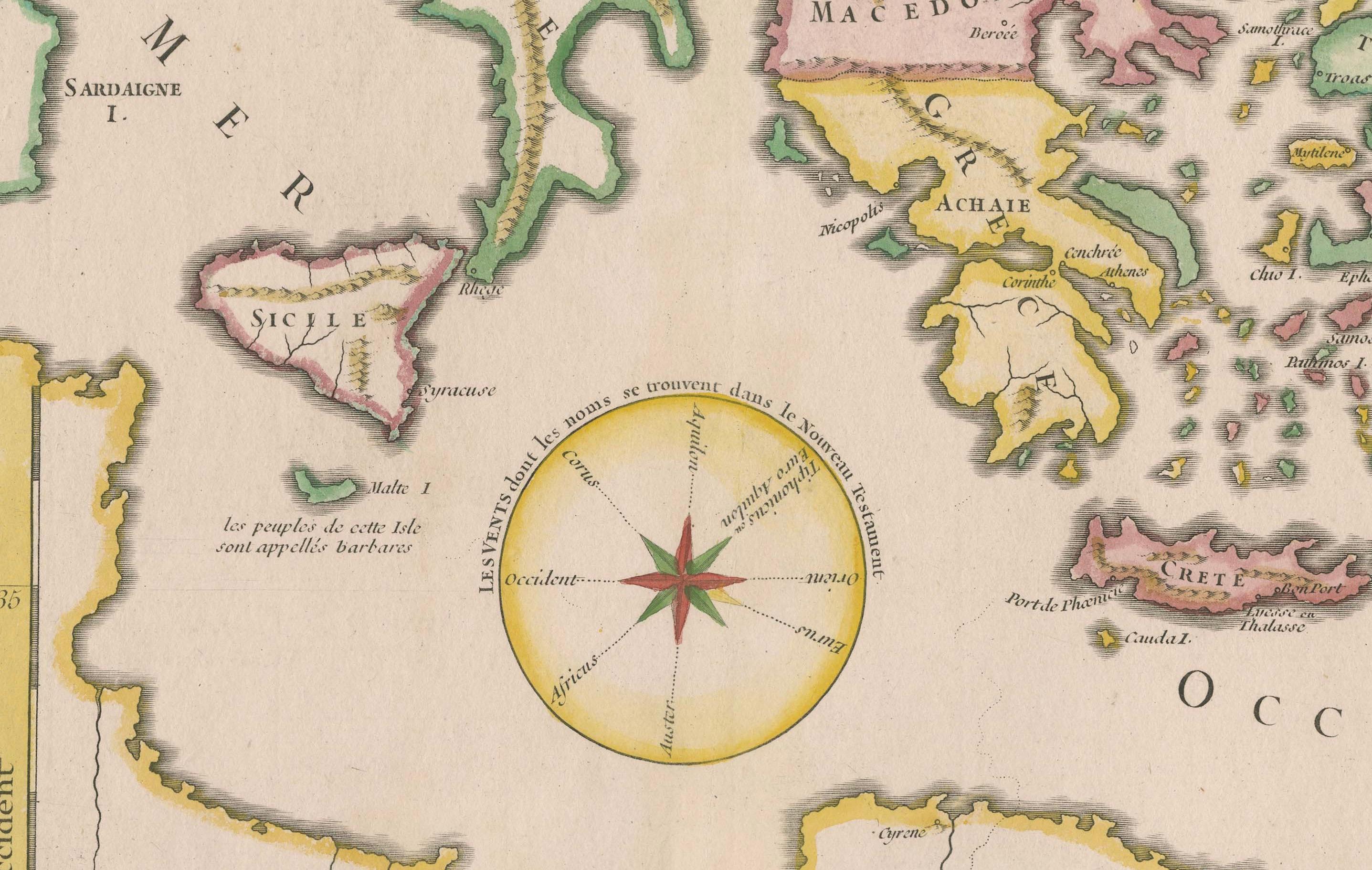 18th Century Antique 1743 Map – Travels of Jesus Christ & Apostles by Seutter For Sale