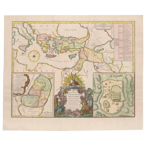 Antique 1743 Map – Travels of Jesus Christ & Apostles by Seutter