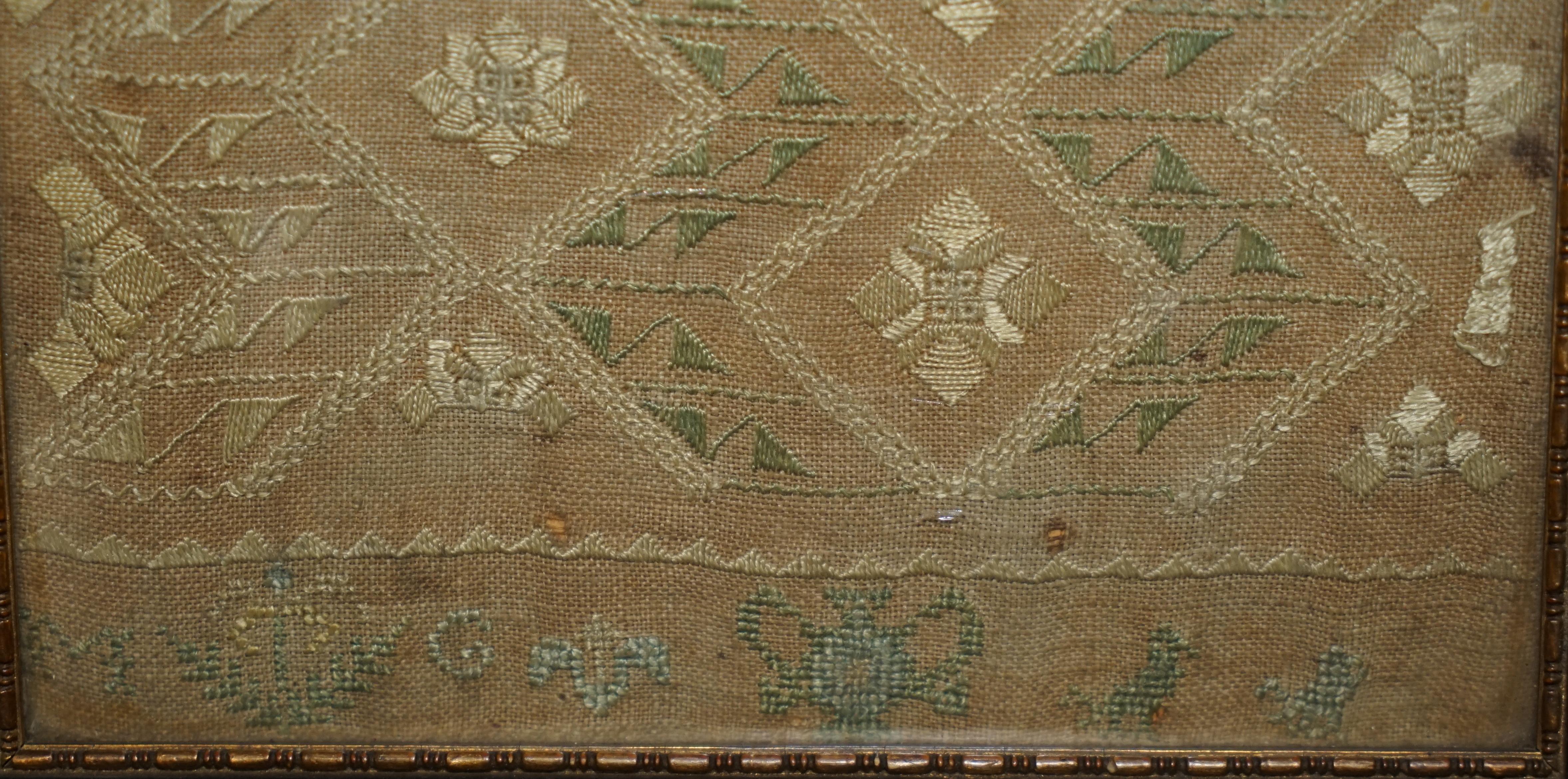 Antique 1747 Mary Campbell of Scotland George II Needlework Sampler For Sale 6