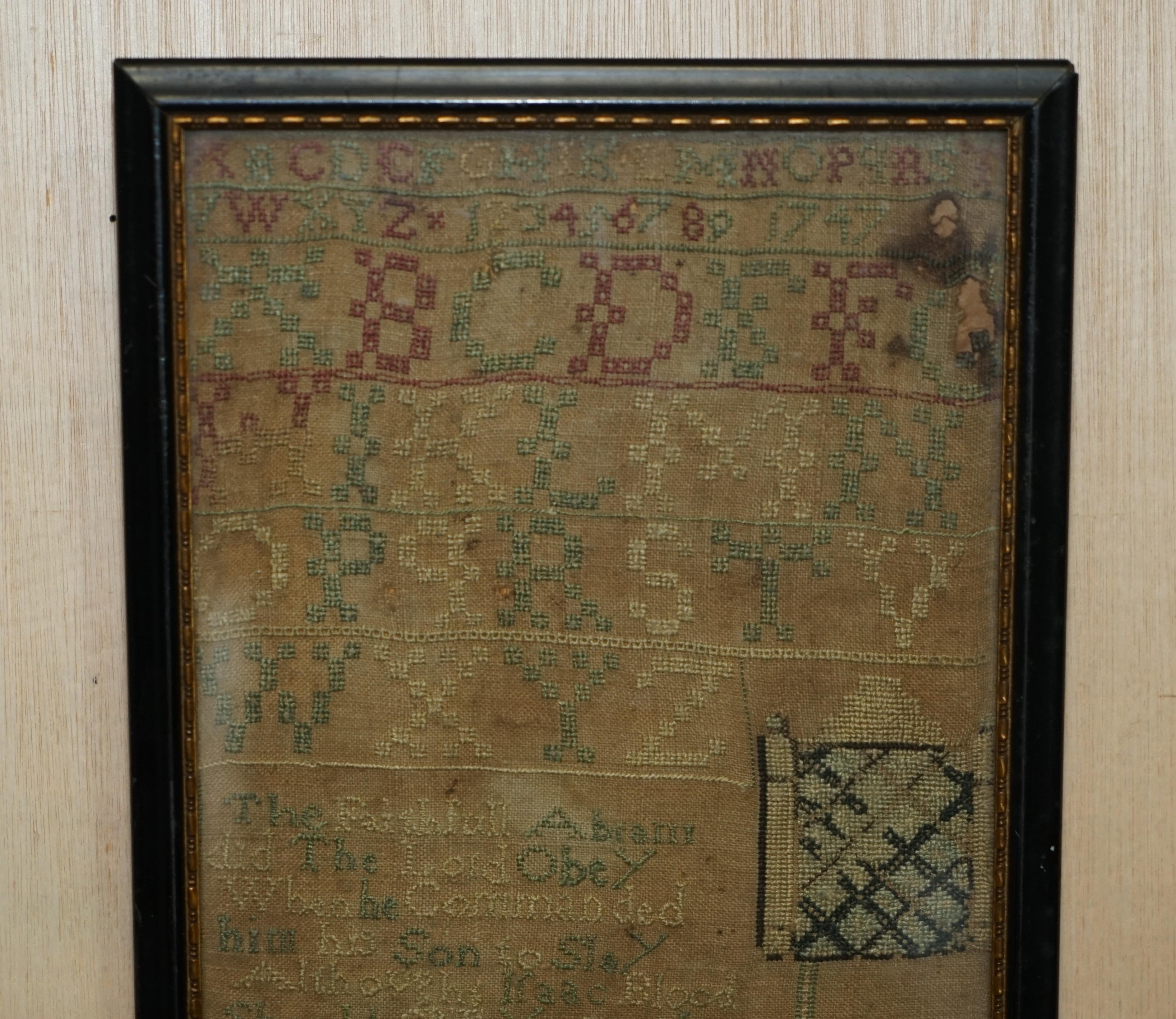 We are delighted to offer for sale this rather stunning, 1747 dated needlework Mary Campbell sampler from Scotland

I have three of these samplers for sale, they are dated 1830, 1747 and 1888, this sale is for the one mentioned above only, the