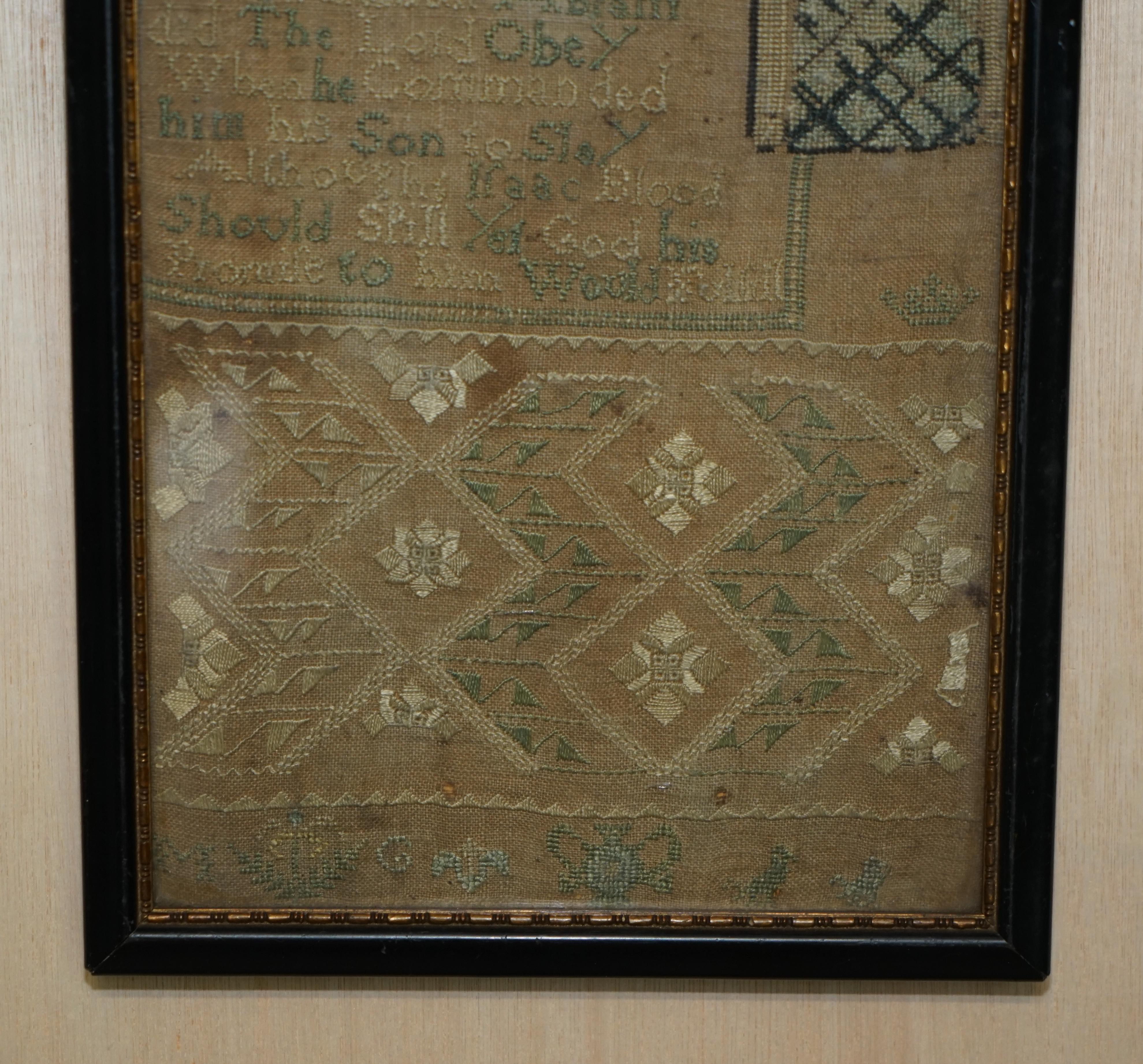 Hand-Crafted Antique 1747 Mary Campbell of Scotland George II Needlework Sampler For Sale