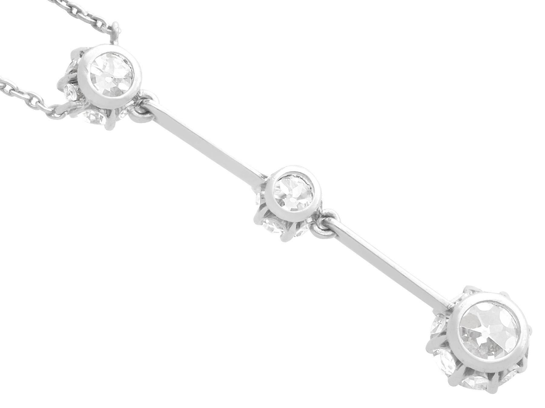Women's or Men's Antique 1.74 Carat Diamond and Platinum Necklace For Sale